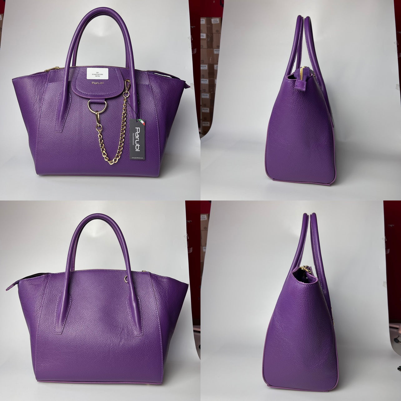 Damen Handtasche mit Schulterriemen, Aus Weichem Echtem Leder, Made in Italy, Modell Ada