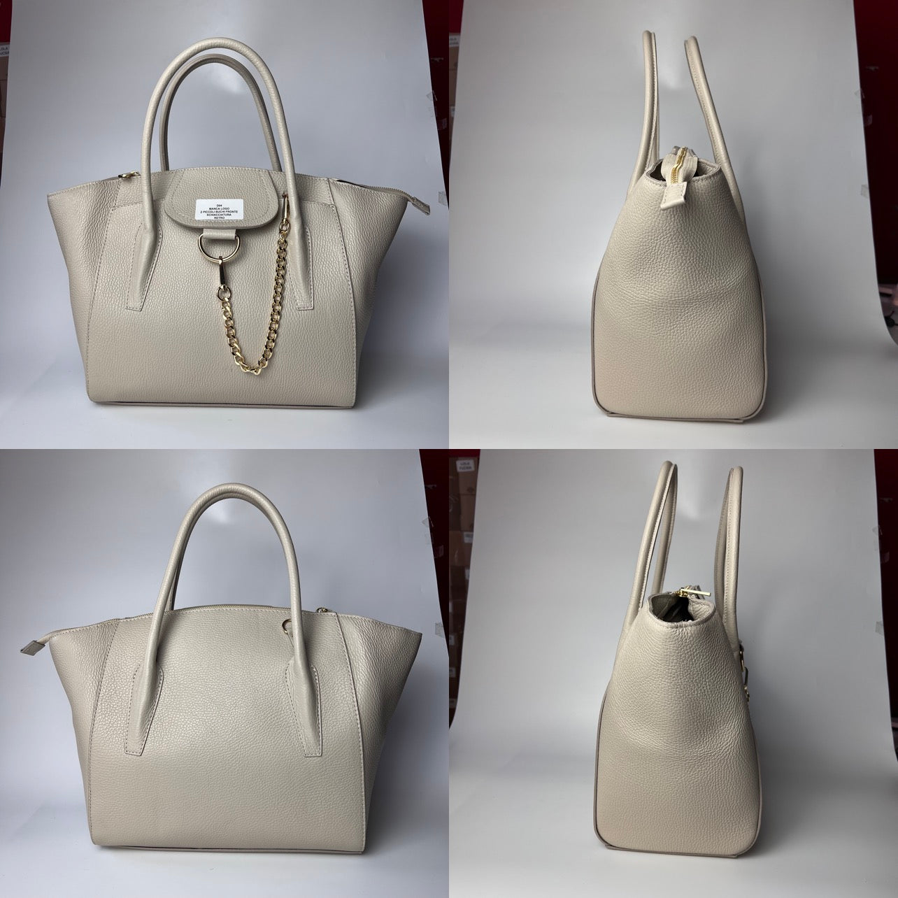 Damen Handtasche mit Schulterriemen, Aus Weichem Echtem Leder, Made in Italy, Modell Ada