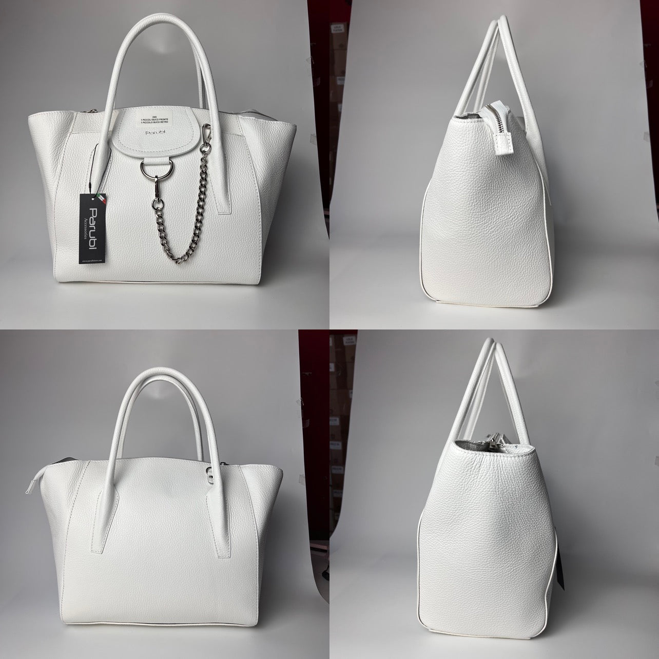 Damen Handtasche mit Schulterriemen, Aus Weichem Echtem Leder, Made in Italy, Modell Ada