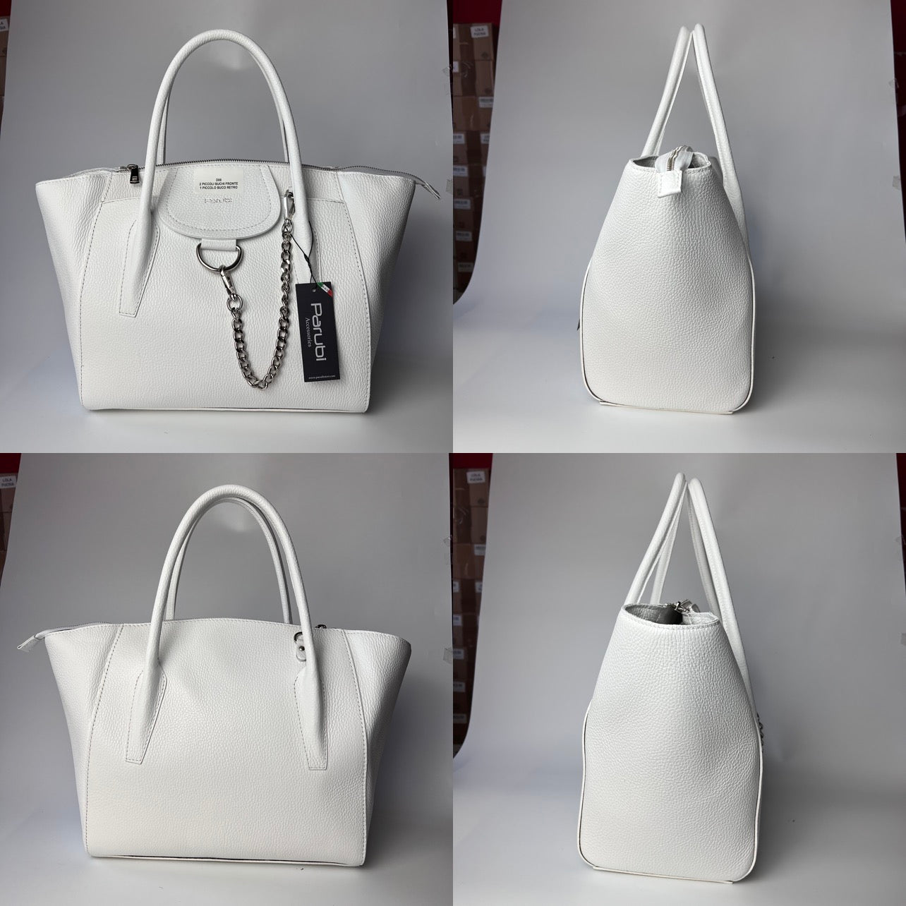 Damen Handtasche mit Schulterriemen, Aus Weichem Echtem Leder, Made in Italy, Modell Ada