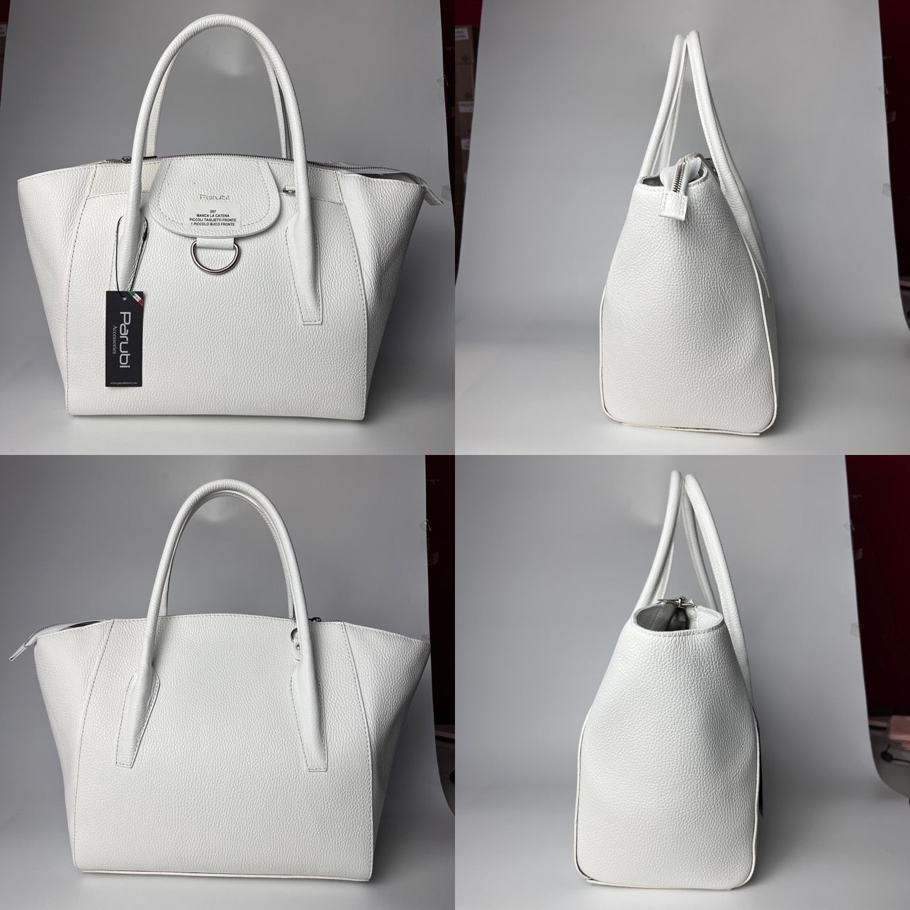 Damen Handtasche mit Schulterriemen, Aus Weichem Echtem Leder, Made in Italy, Modell Ada