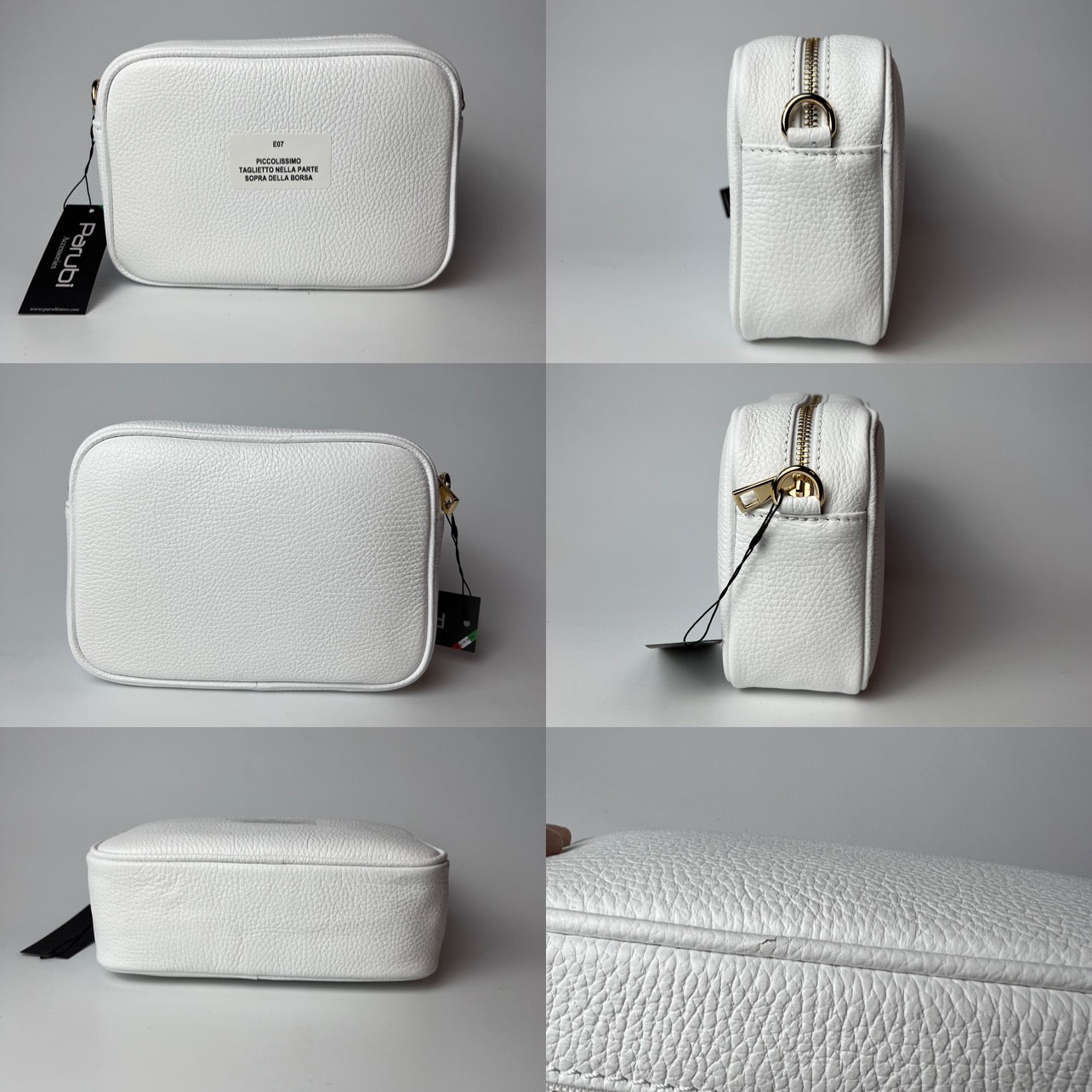 Bolso de Mano para Mujer con Correa, En Cuero Auténtico Suave, Hecho en Italia, Modelo Ada