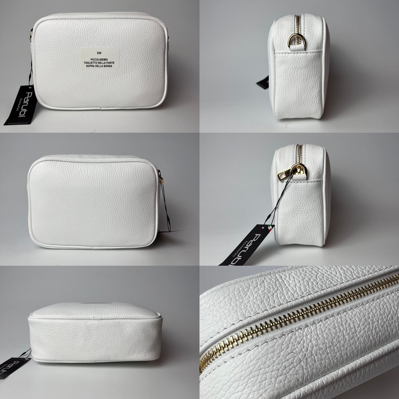 Bolso de Mano para Mujer con Correa, En Cuero Auténtico Suave, Hecho en Italia, Modelo Ada