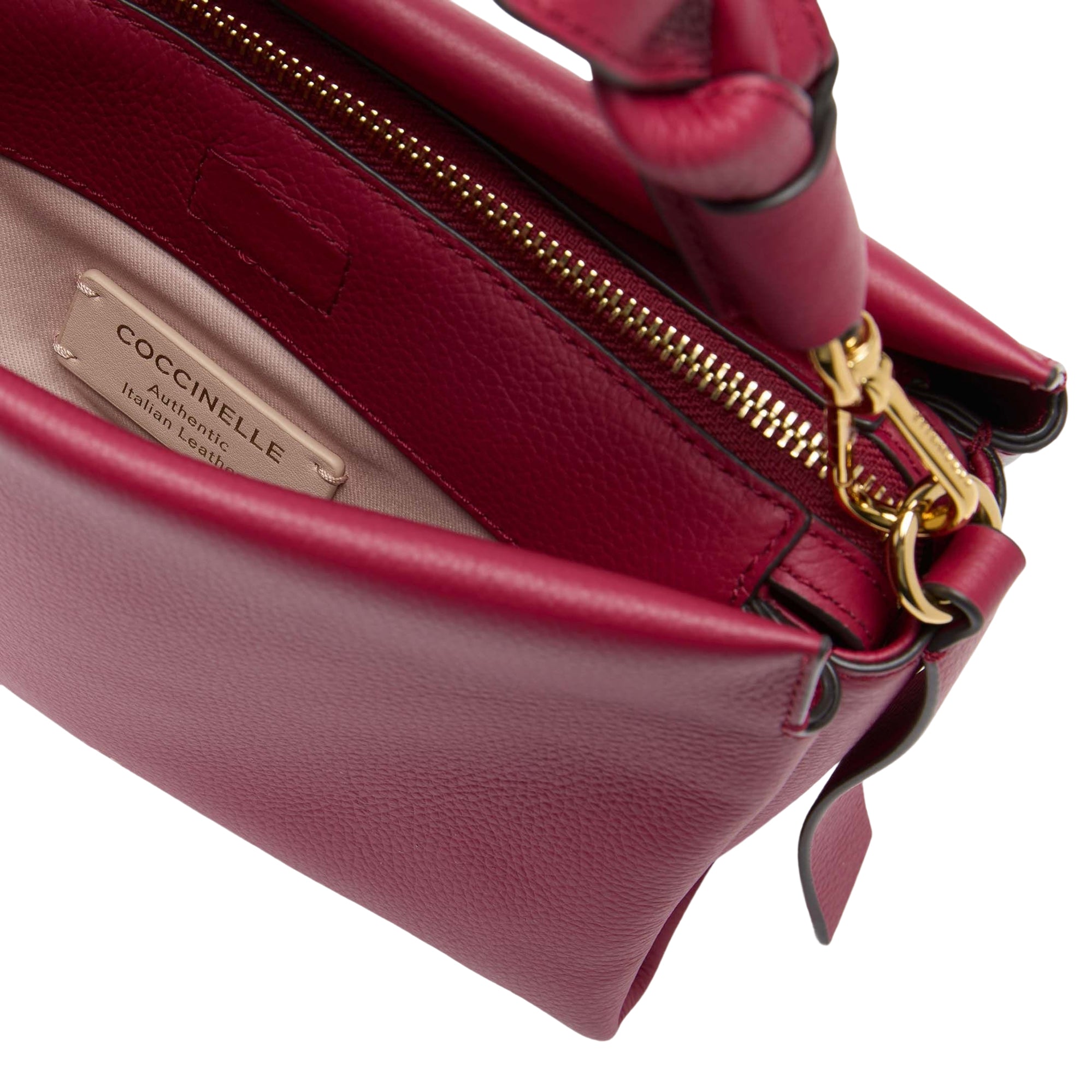 Sac à main pour femme Coccinelle avec bandoulière rouge, en cuir véritable, Boheme Small