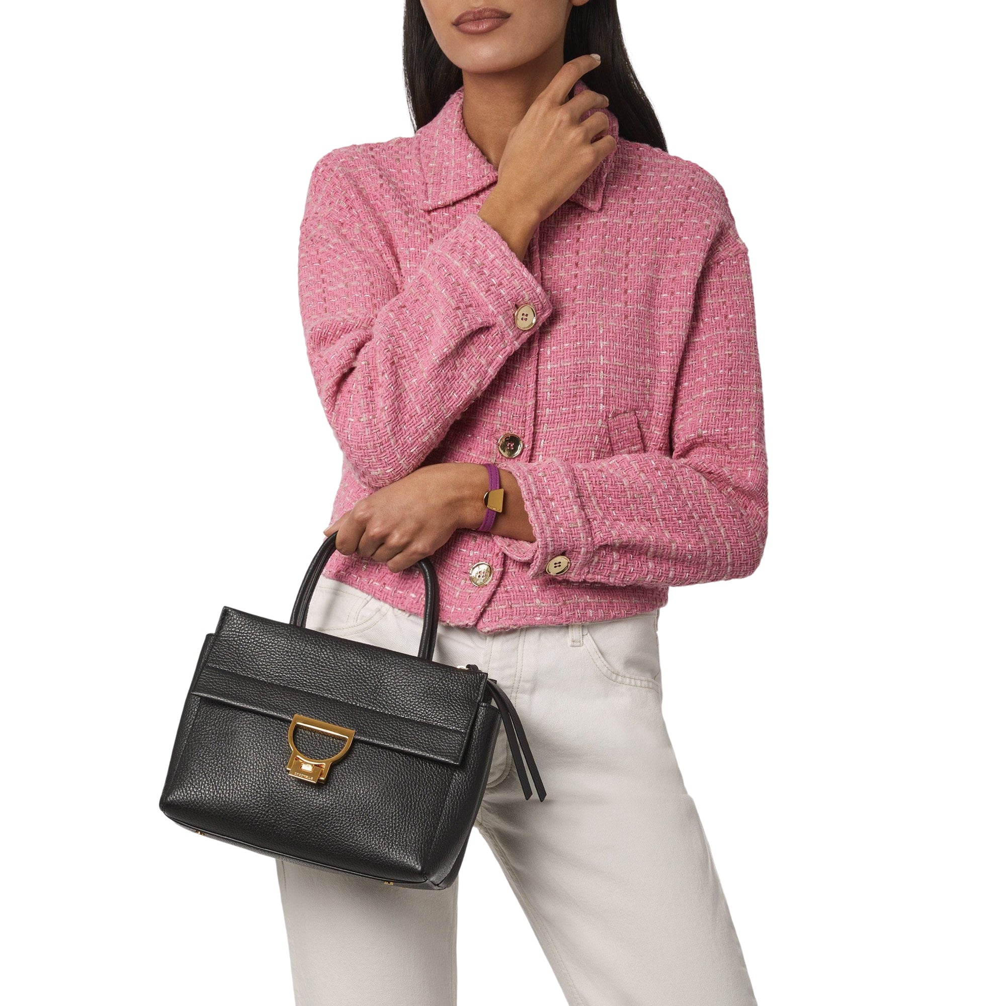 COCCINELLE Borsa Donna a Mano con Tracolla Nera, In Vera Pelle ,Arlettis Medium