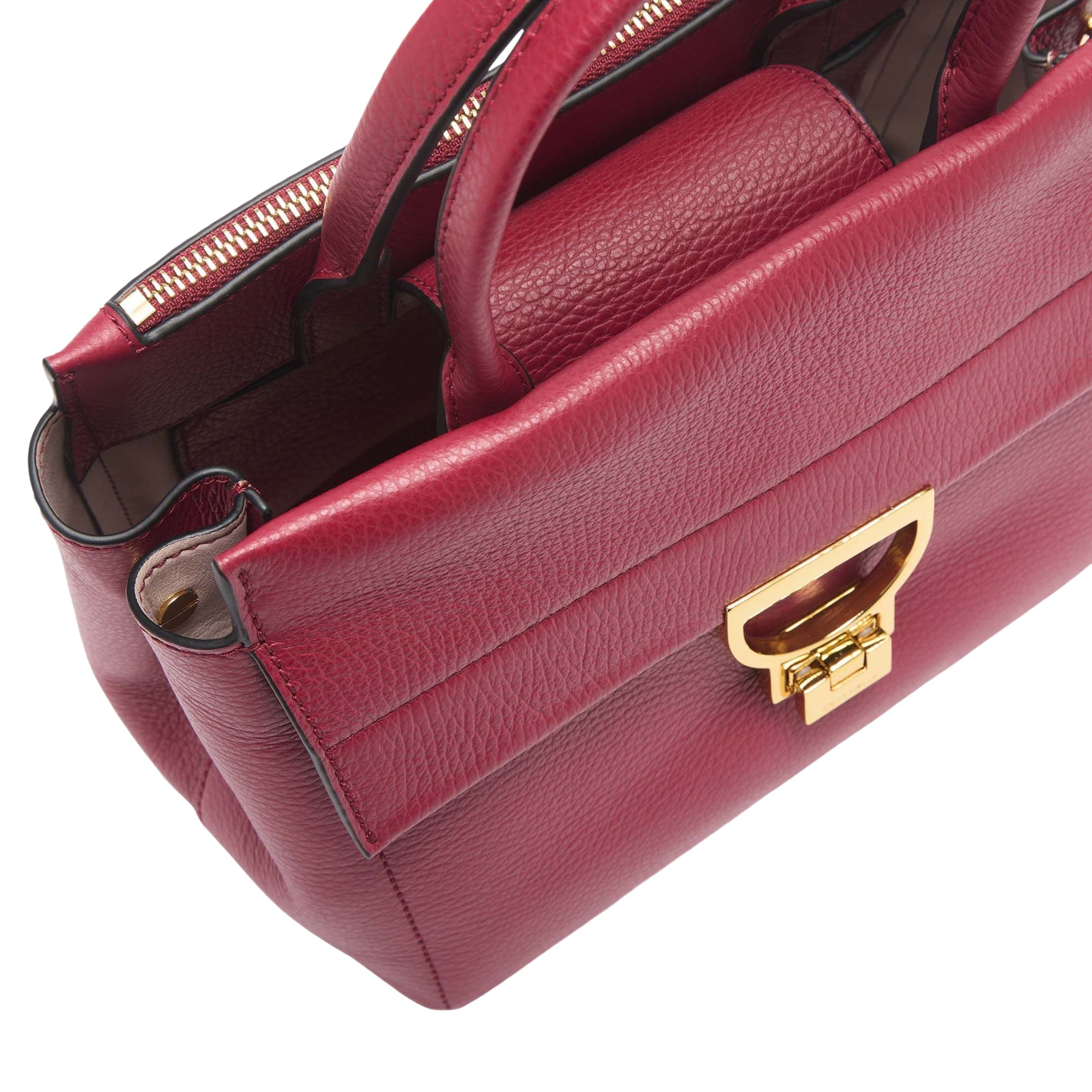 COCCINELLE Borsa Donna a Mano con Tracolla Rossa, In Vera Pelle ,Arlettis Medium