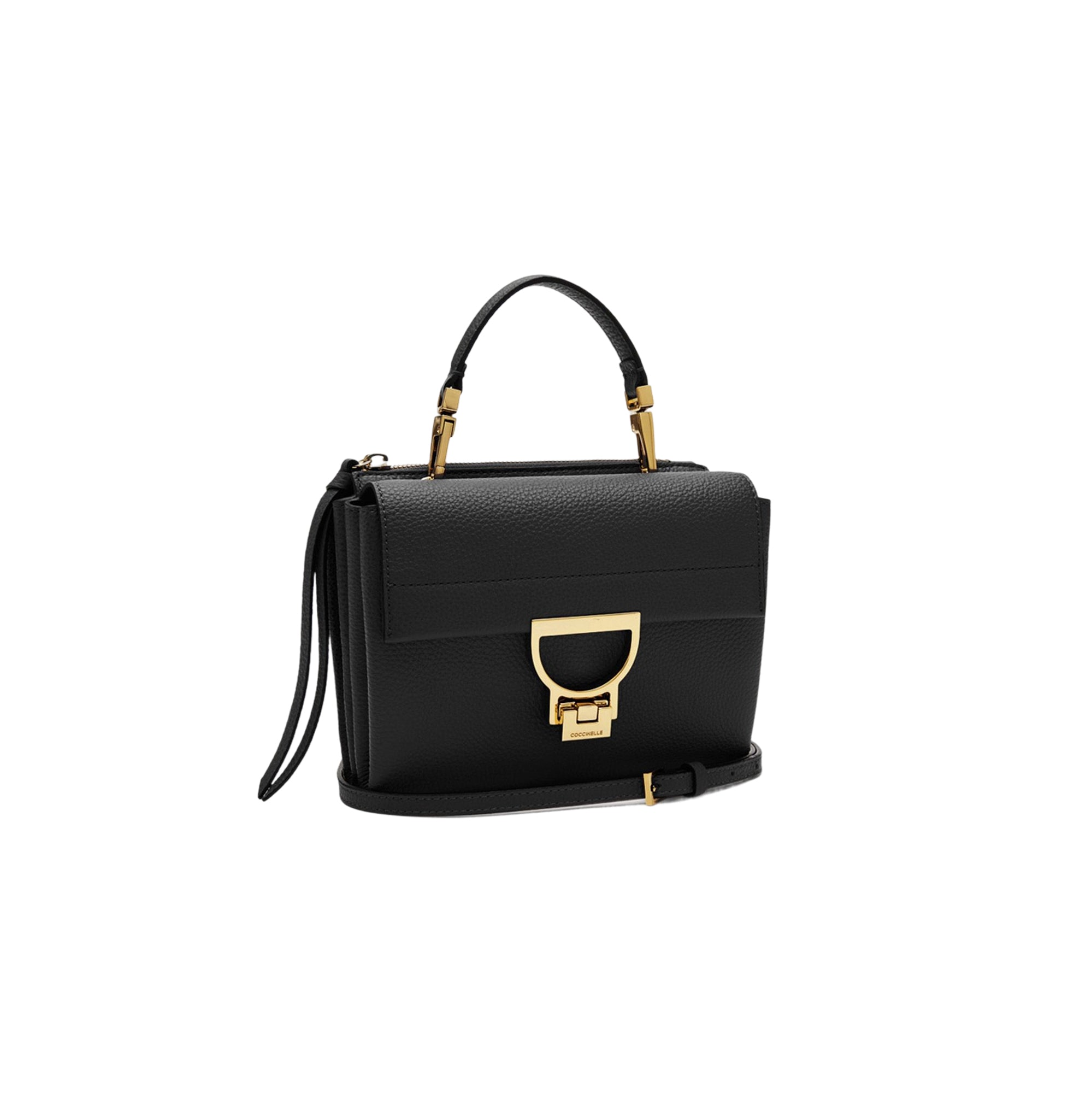 Sac à main pour femme Coccinelle avec bandoulière noire, en cuir véritable, Arlettis Small