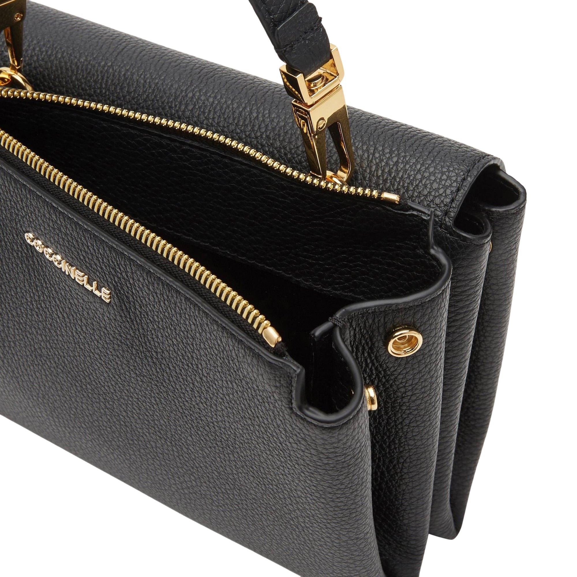 Sac à main pour femme Coccinelle avec bandoulière noire, en cuir véritable, Arlettis Small