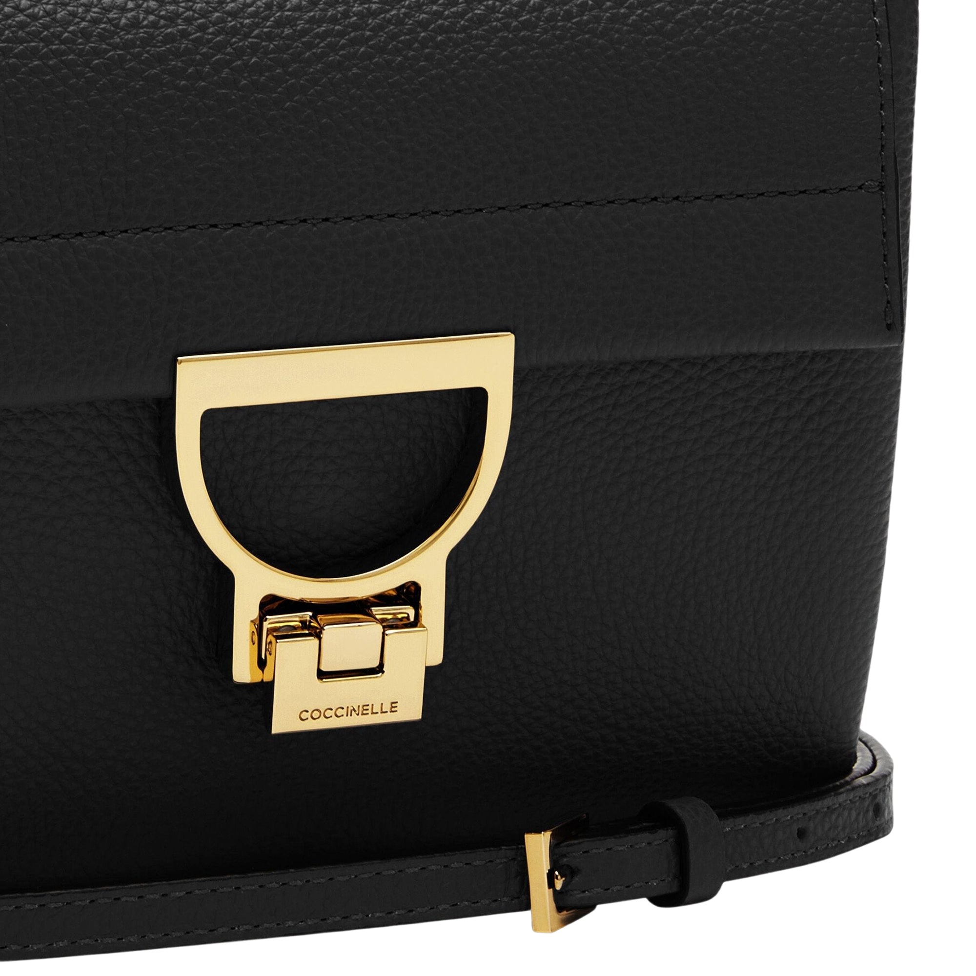 Sac à main pour femme Coccinelle avec bandoulière noire, en cuir véritable, Arlettis Small