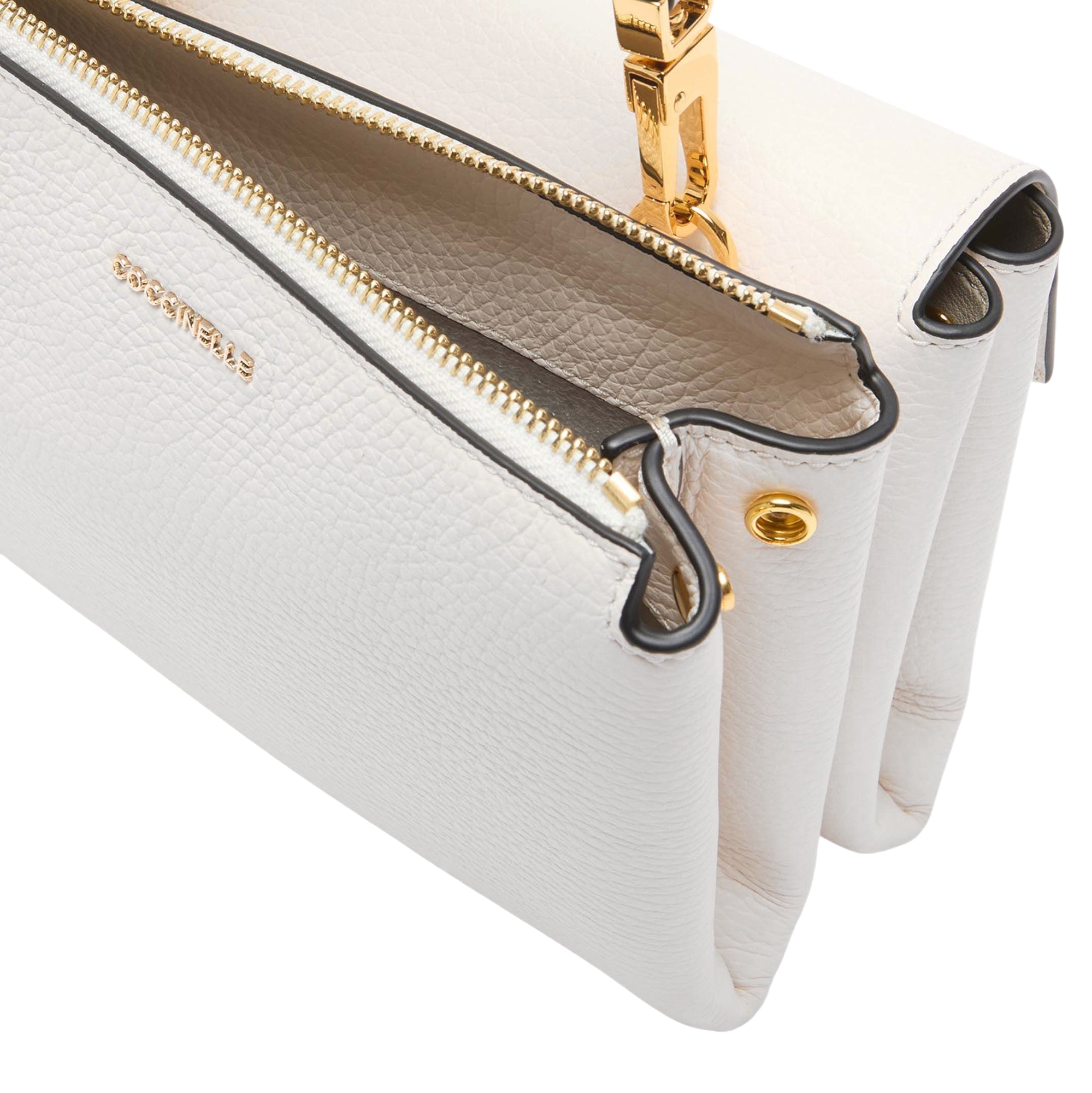 COCCINELLE Handtasche Damen mit Schultergurt Weiß, Aus Echtem Leder, Arlettis Small