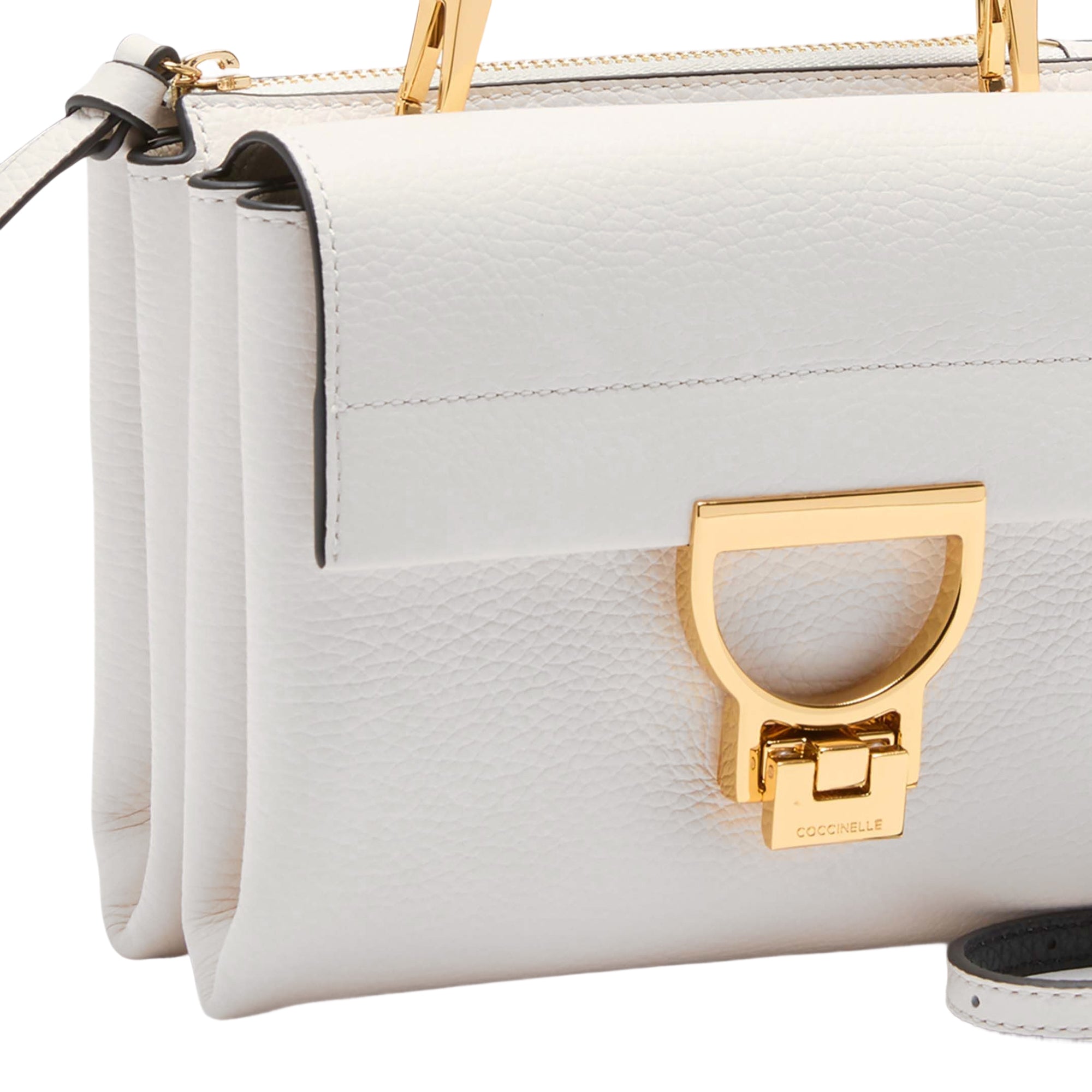 COCCINELLE Handtasche Damen mit Schultergurt Weiß, Aus Echtem Leder, Arlettis Small