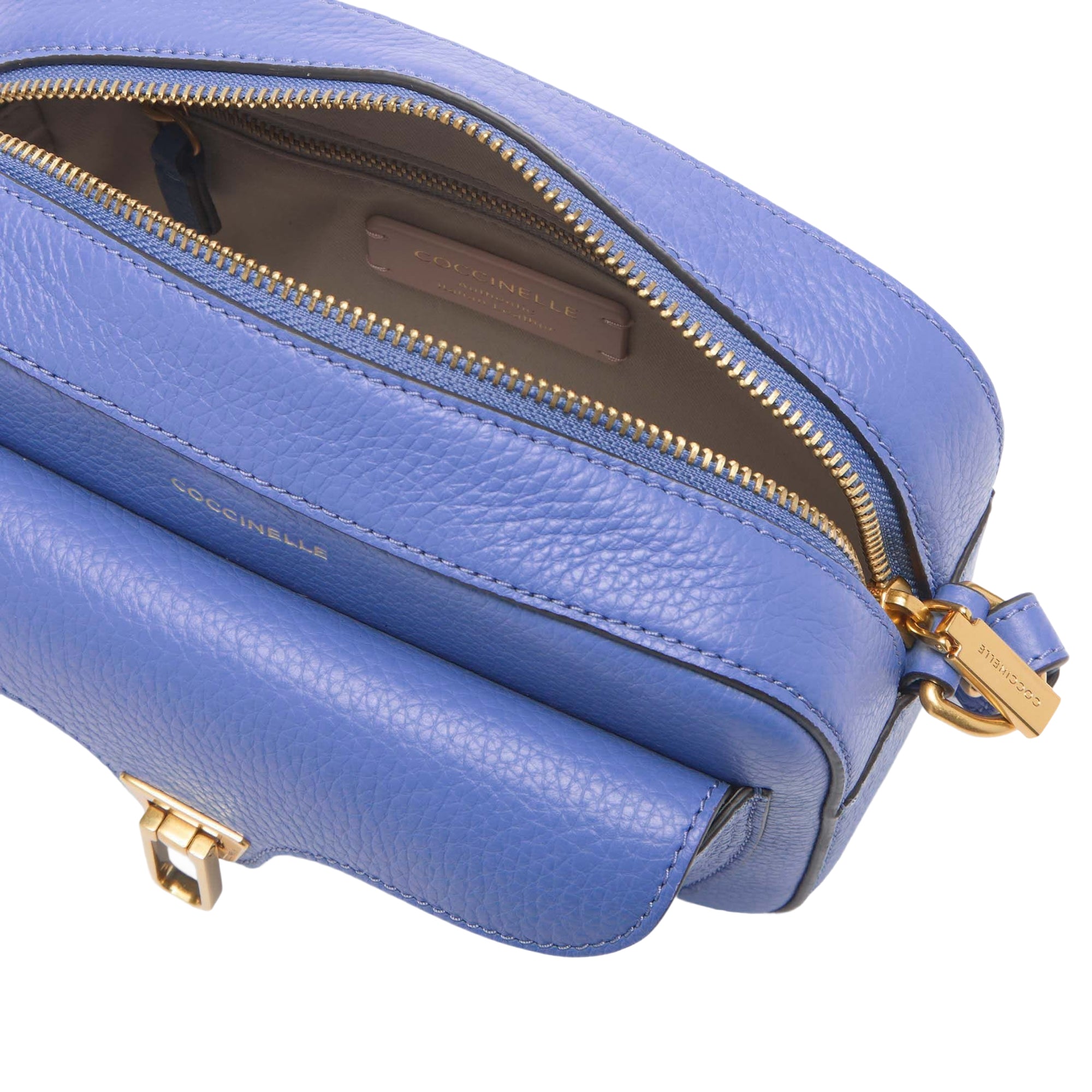 Bolso de Mujer Coccinelle Bandolera Azul, En Cuero Genuino, Beat Soft Small