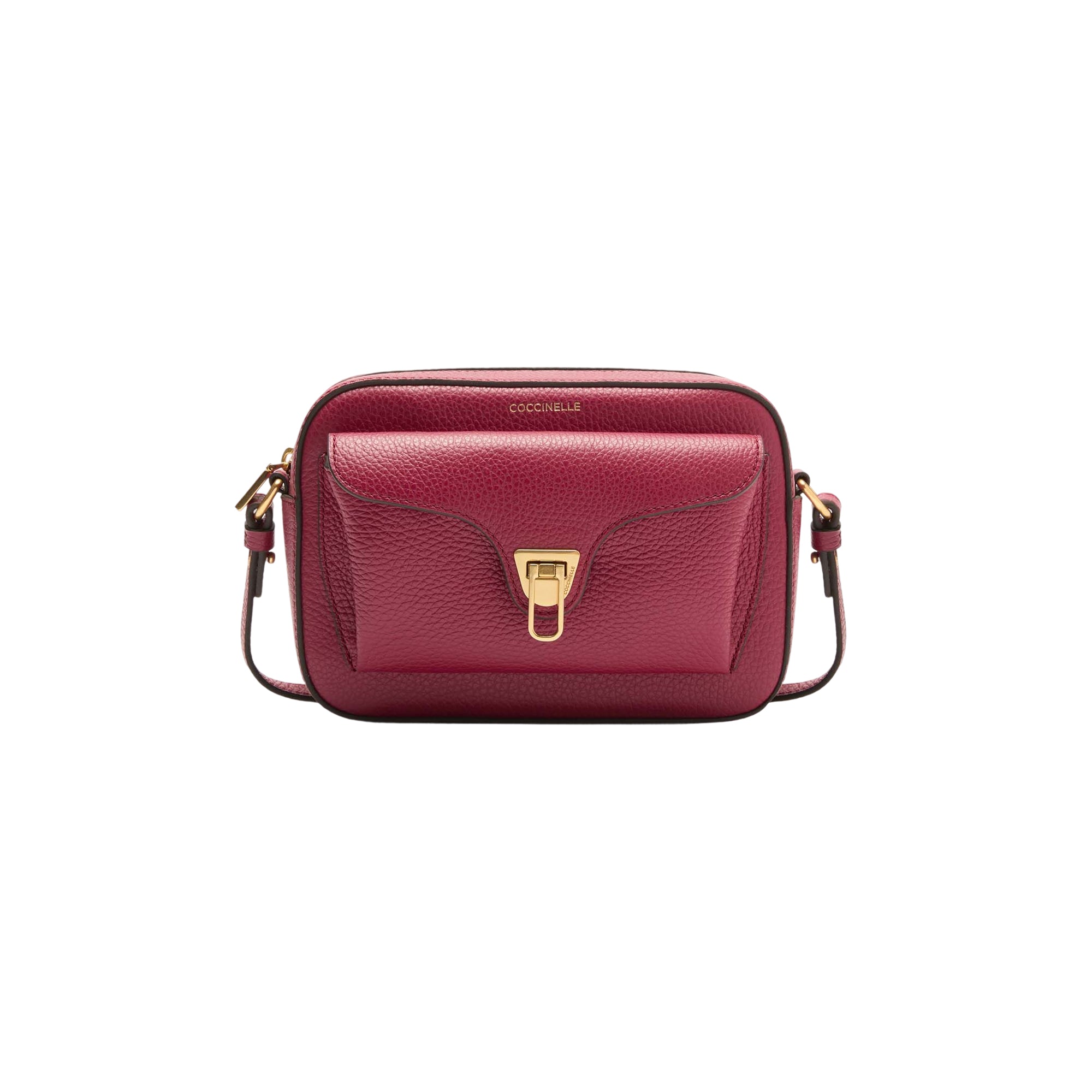 Bolso de Mujer Coccinelle Bandolera Rojo, En Cuero Genuino, Beat Soft Small