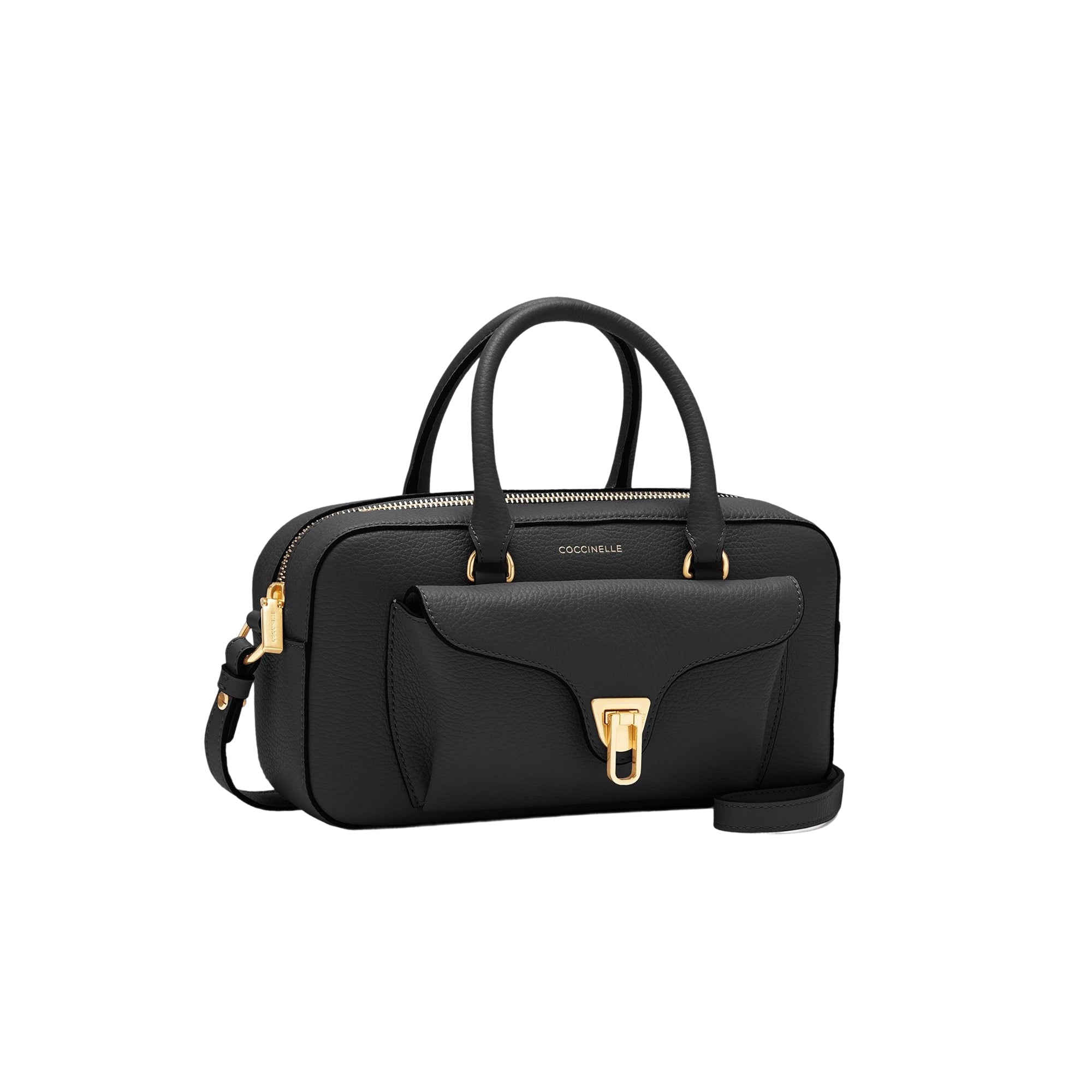 COCCINELLE Borsa Bauletto Donna a Mano con Tracolla Nero, In Vera Pelle, Beat Soft Medium