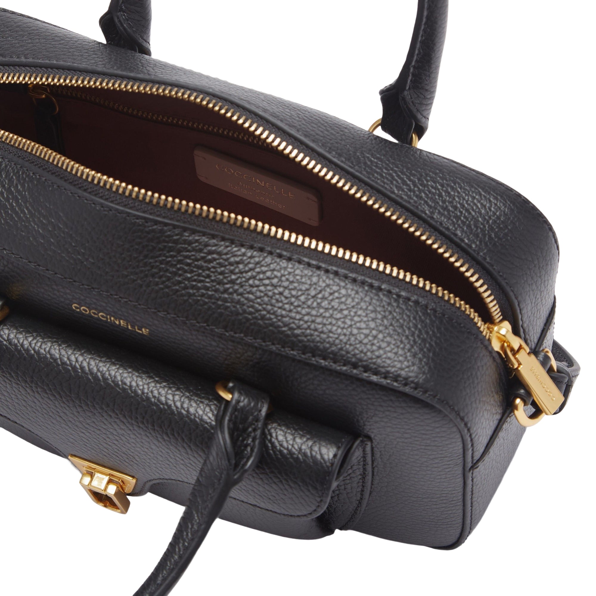 COCCINELLE Borsa Bauletto Donna a Mano con Tracolla Nero, In Vera Pelle, Beat Soft Medium