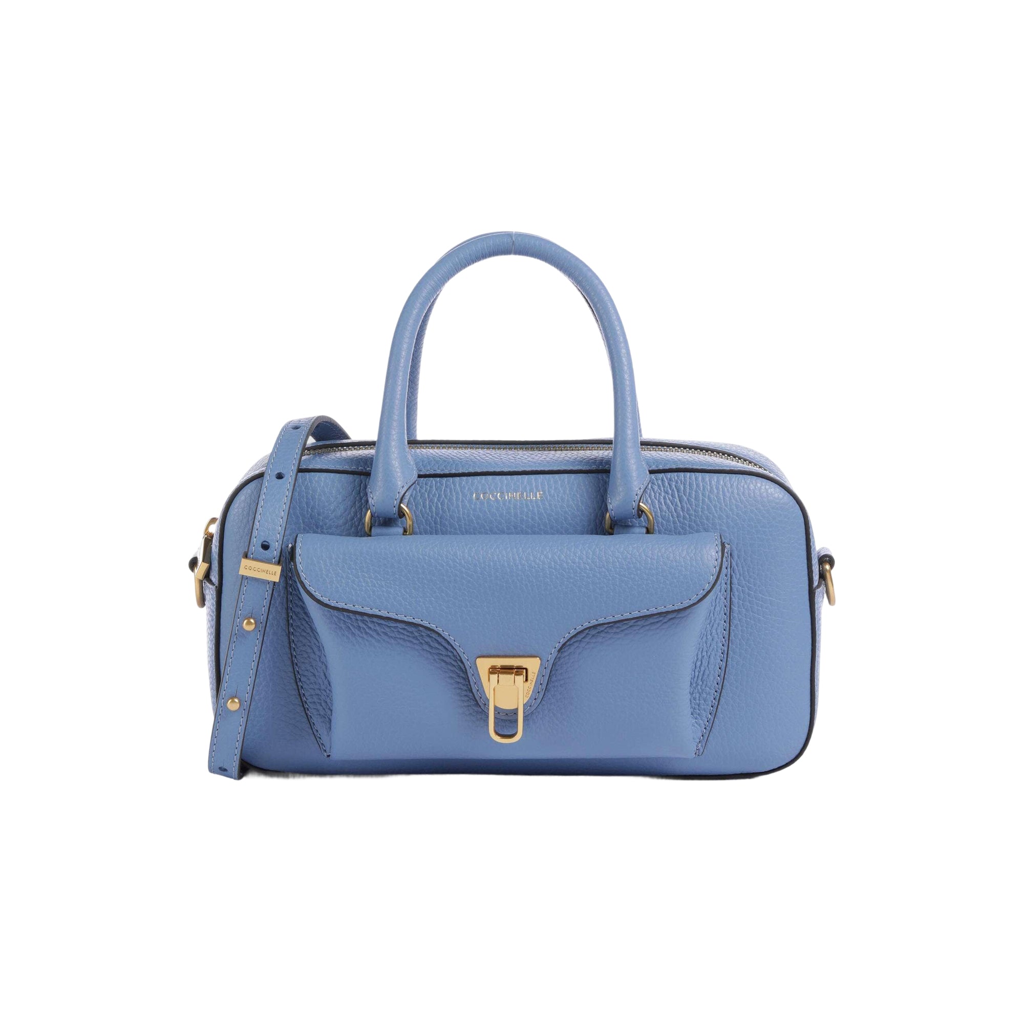 COCCINELLE Borsa Bauletto Donna a Mano con Tracolla Blu, In Vera Pelle, Beat Soft Medium