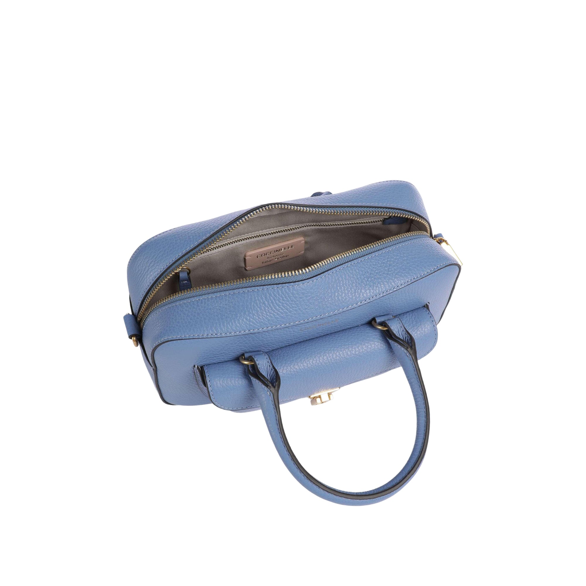 COCCINELLE Borsa Bauletto Donna a Mano con Tracolla Blu, In Vera Pelle, Beat Soft Medium