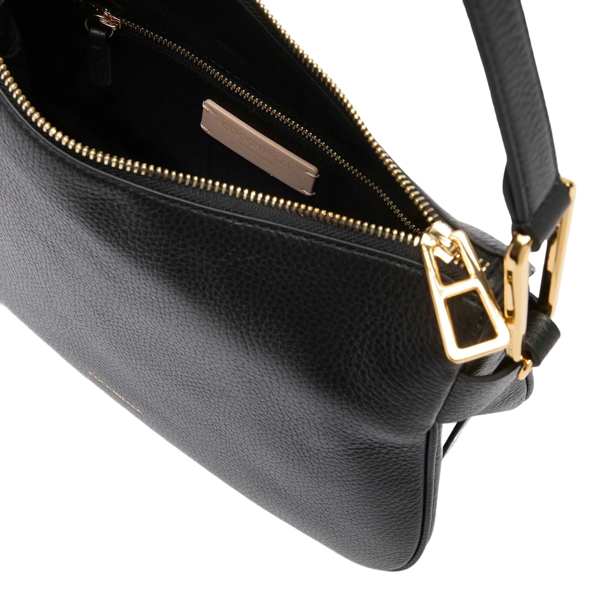 Sac à main femme Coccinelle en cuir véritable noir avec bandoulière, Magie Soft Small