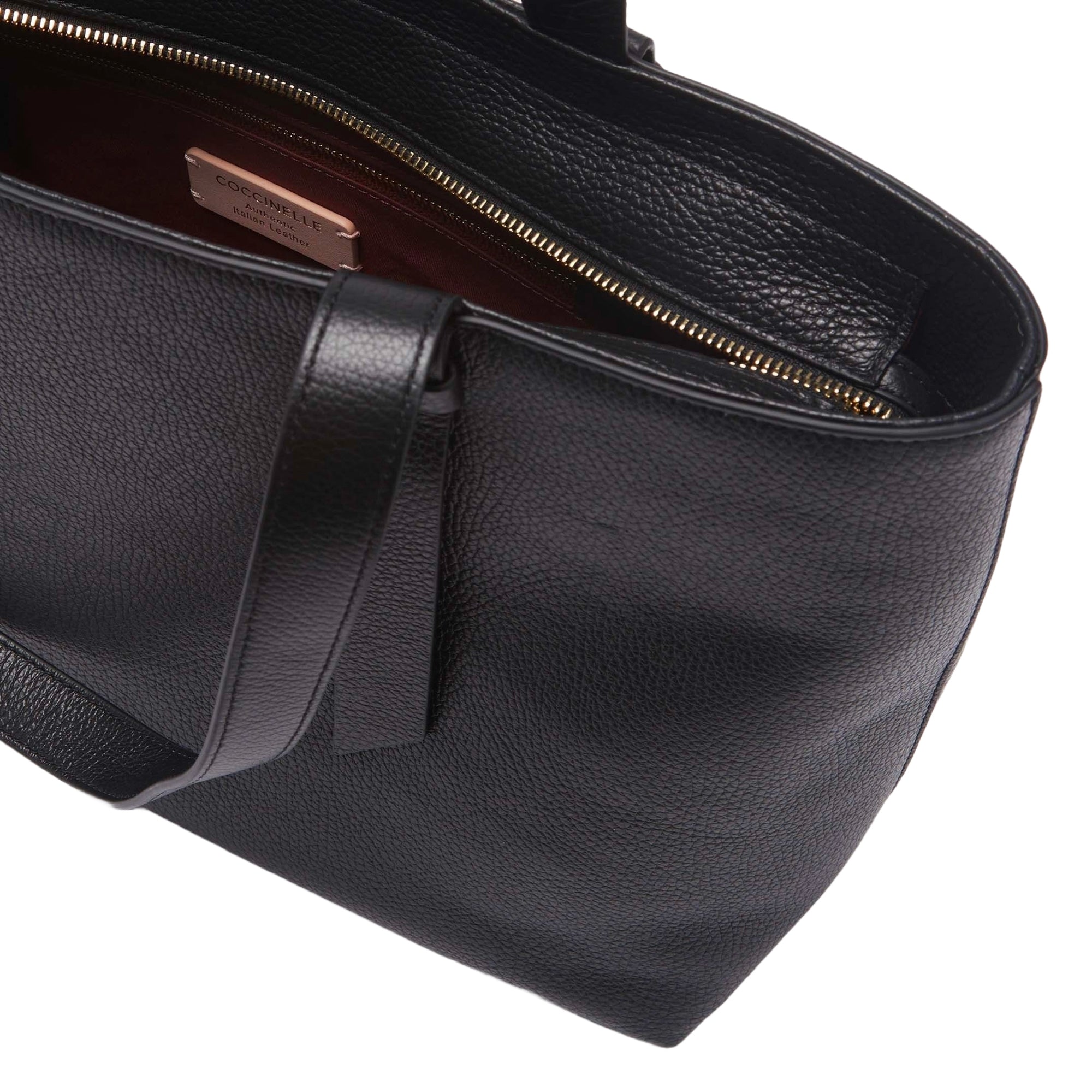 COCCINELLE Borsa Donna a Spalla Nera, in Vera Pelle, Malory Medium