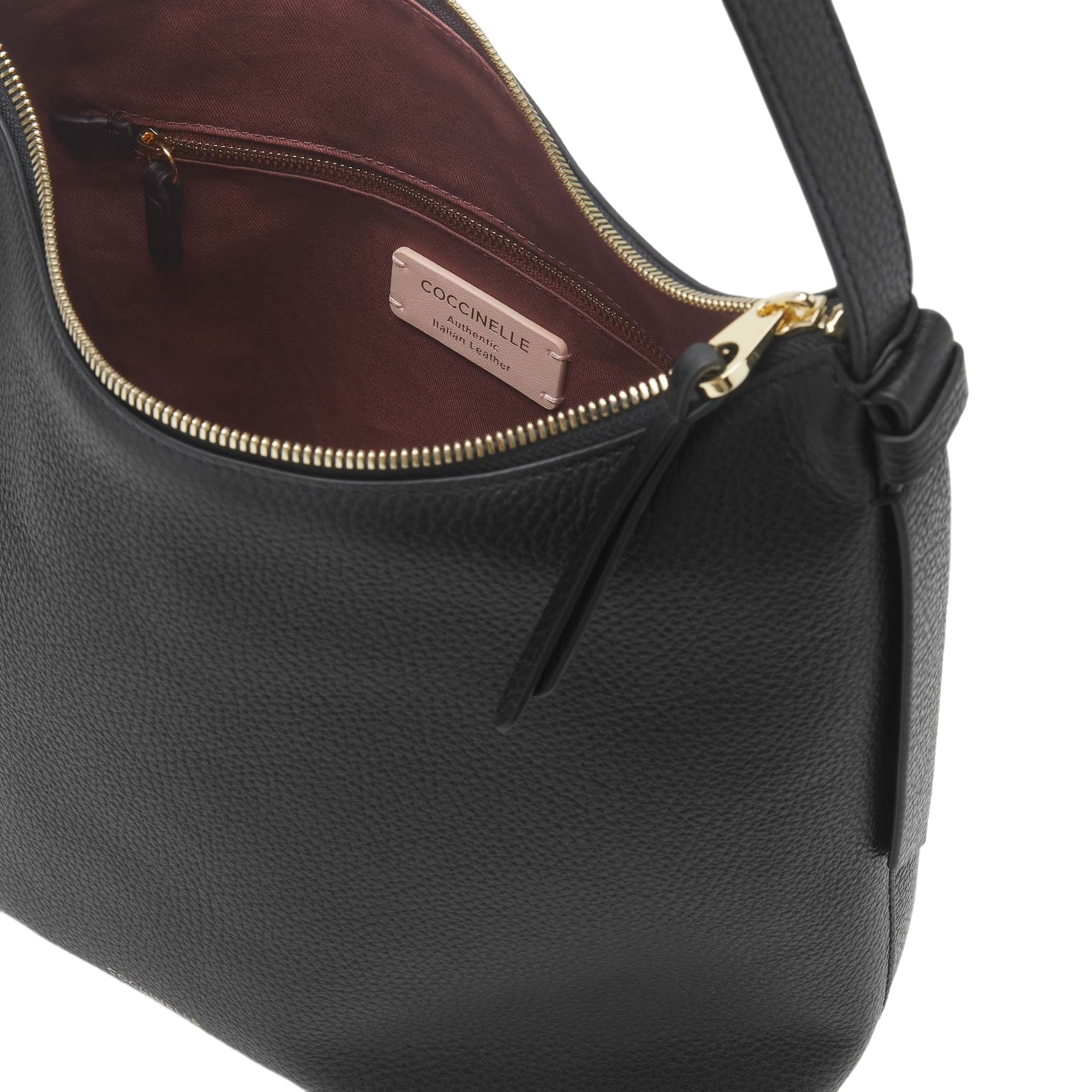 COCCINELLE Borsa Donna a Spalla Nera, In Vera Pelle, Malory Small