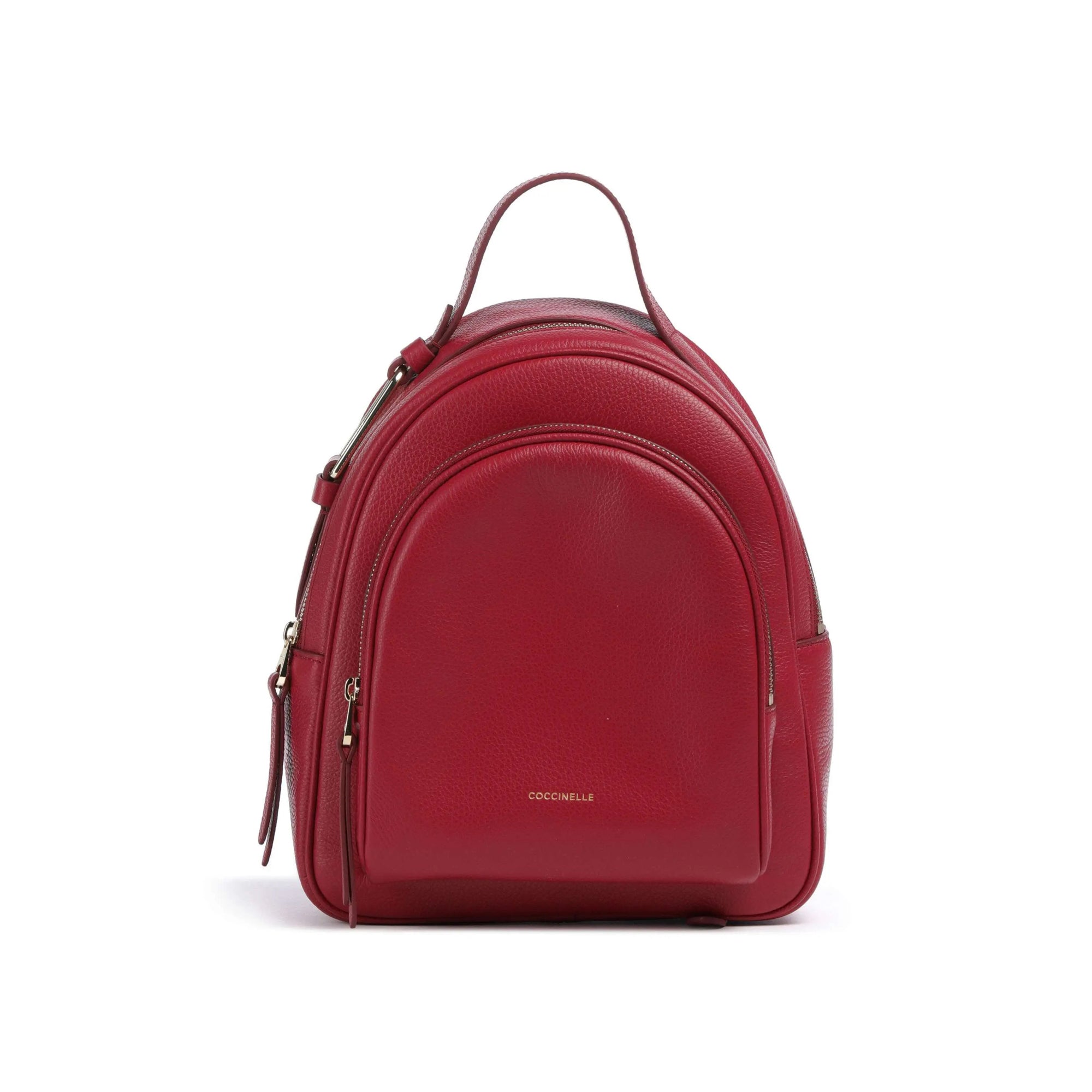 COCCINELLE Zaino Donna Rosso, In Vera Pelle, Zainetto Malory Medium