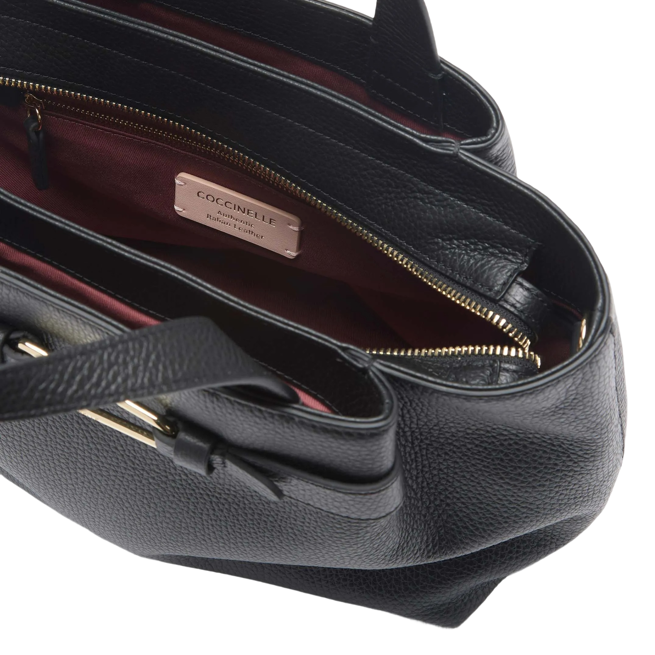 COCCINELLE Borsa Donna a Mano con Tracolla Nera, In Vera Pelle, Malory Small