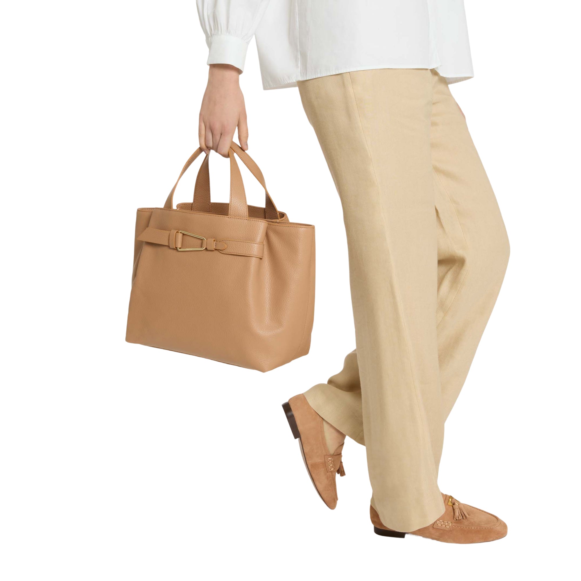 Sac à main pour femme Coccinelle avec bandoulière marron, en cuir véritable, Malory Medium