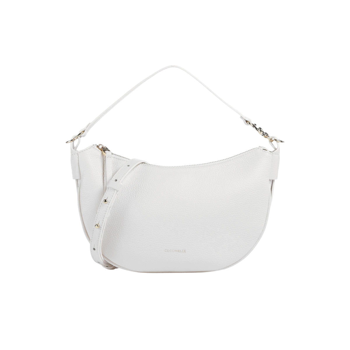 COCCINELLE White Shoulder Bag with Strap, in Genuine Leather, C-Easy