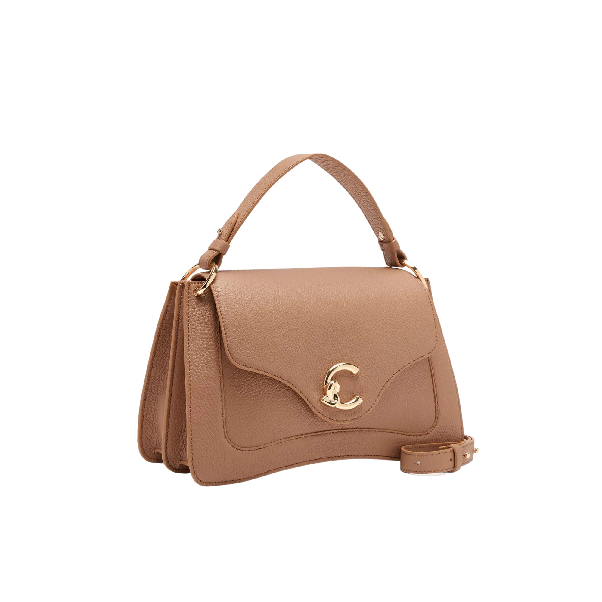 COCCINELLE Borsa Donna a Mano Marrone con Tracolla, In Vera Pelle, C-Me Medium