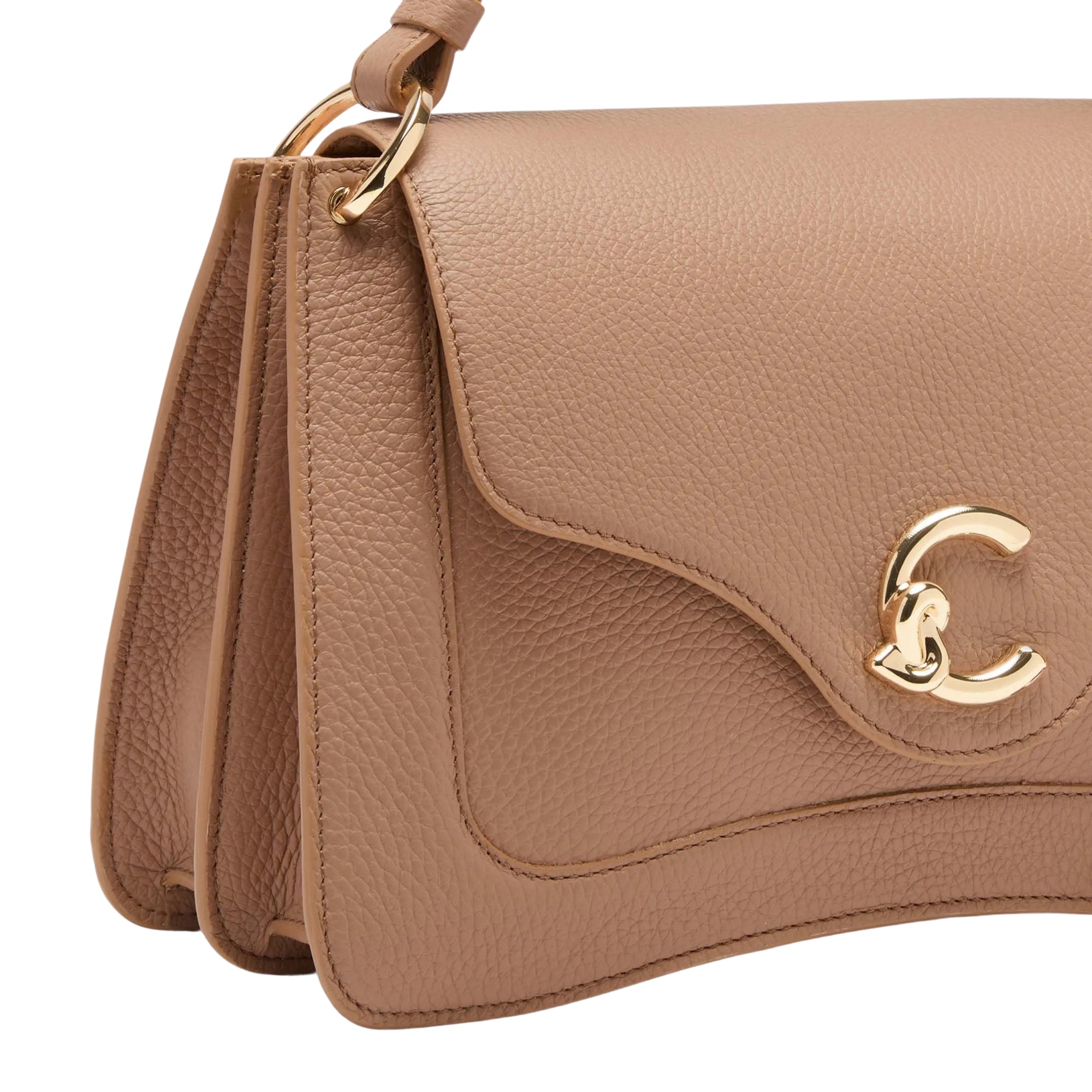 COCCINELLE Borsa Donna a Mano Marrone con Tracolla, In Vera Pelle, C-Me Medium