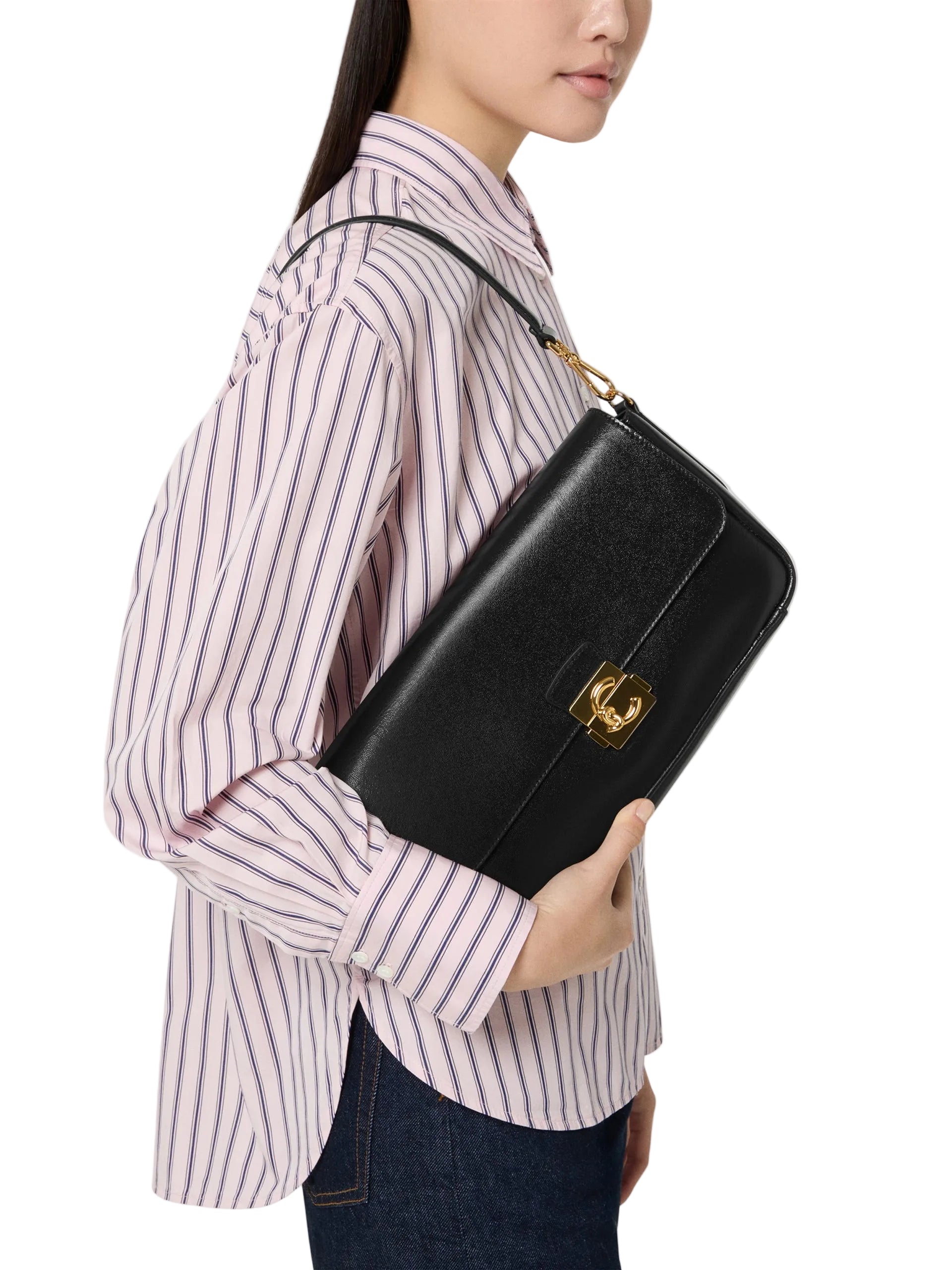 Coccinelle Borsa a Tracolla Pelle Donna Nera Logo Borse nero - vista 3