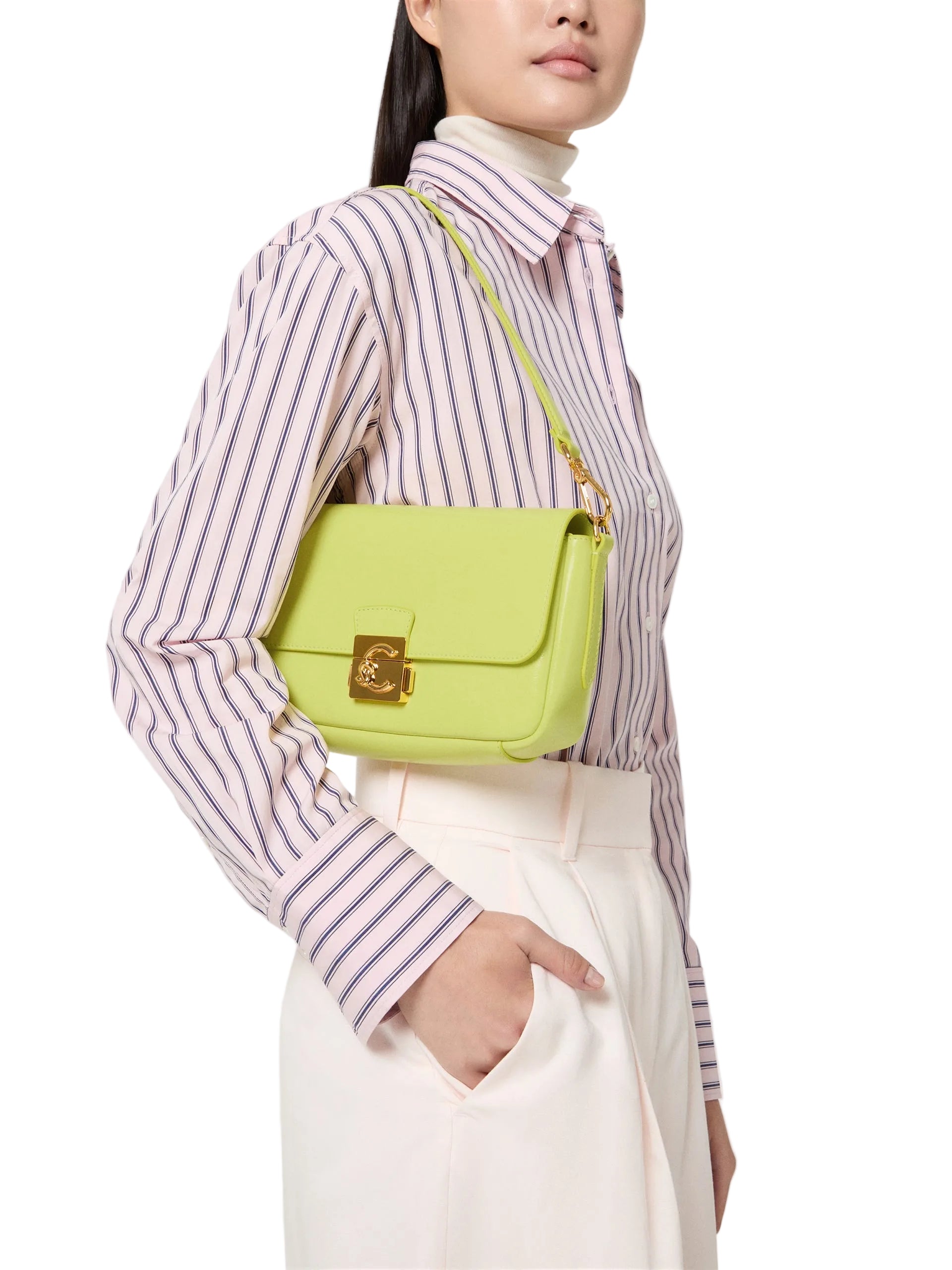 Coccinelle Sac à Bandoulière en Cuir Femme Vert Logo