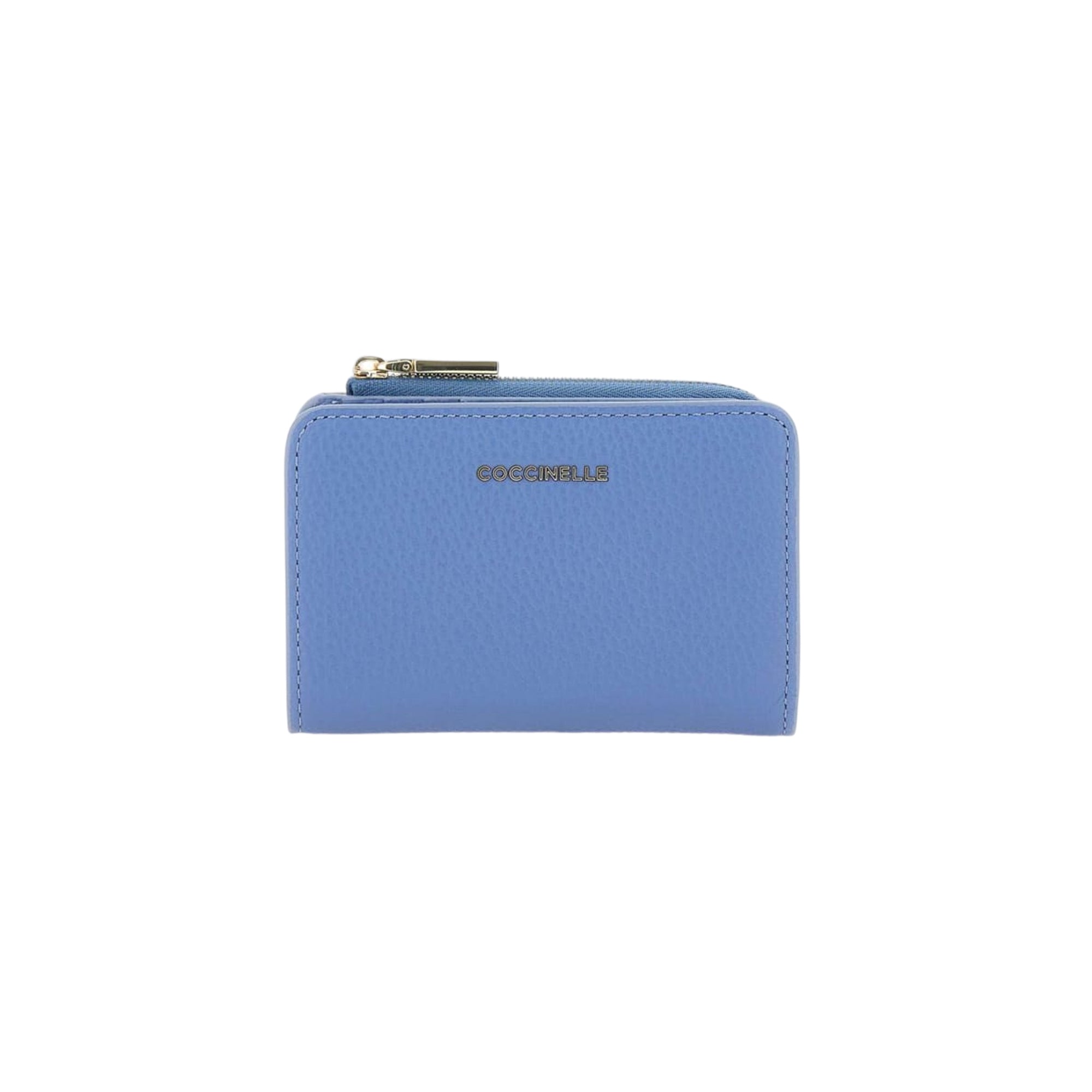COCCINELLE Women's Small Blue Wallet, In Genuine Leather, Metallic Soft Small