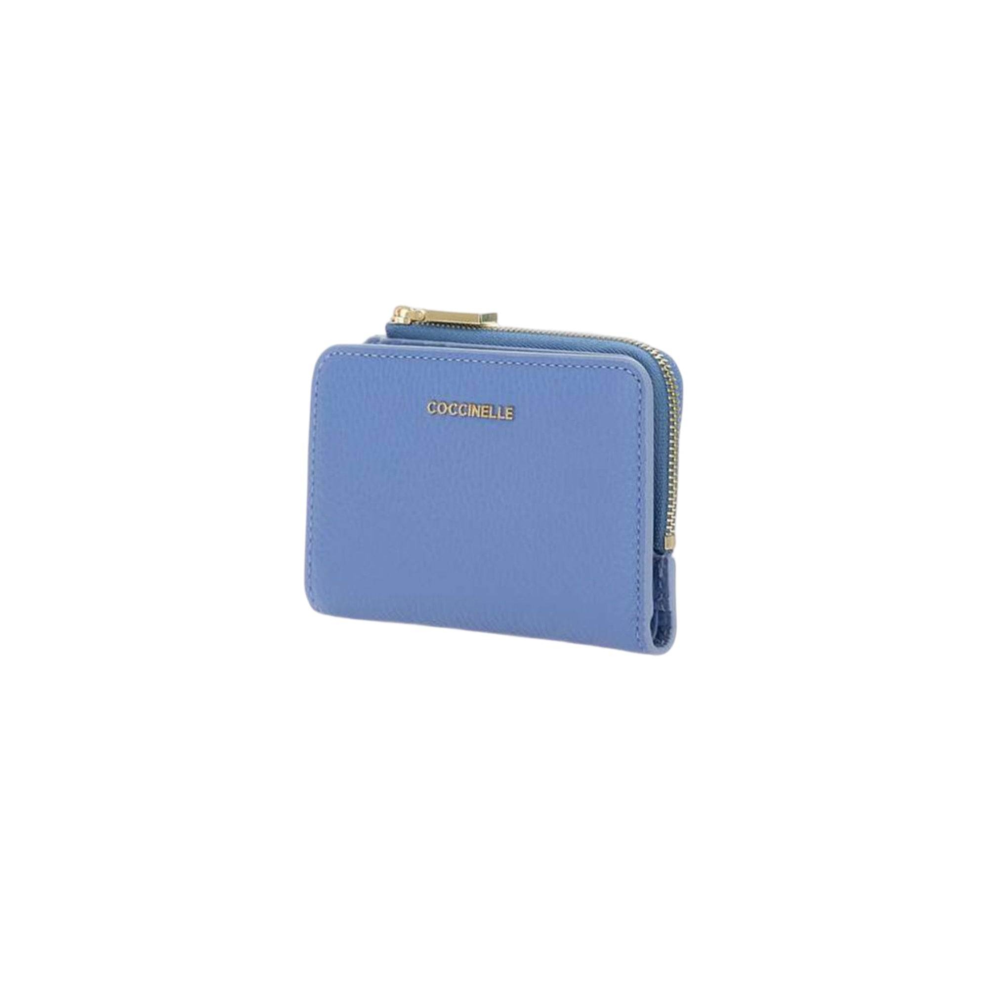 COCCINELLE Women's Small Blue Wallet, In Genuine Leather, Metallic Soft Small