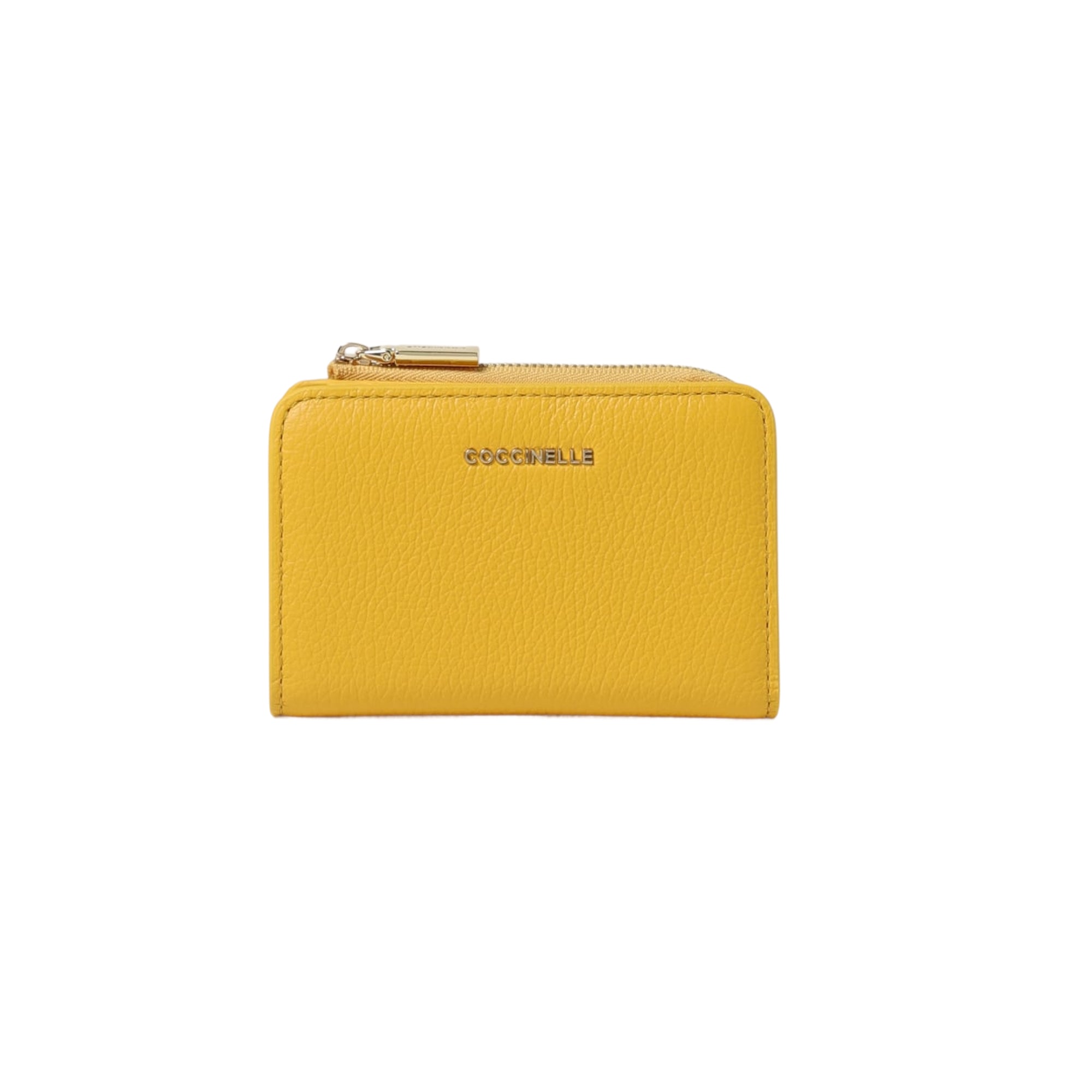 Portefeuille Femme Jaune Petit, En Cuir Véritable, Metallic Soft Small