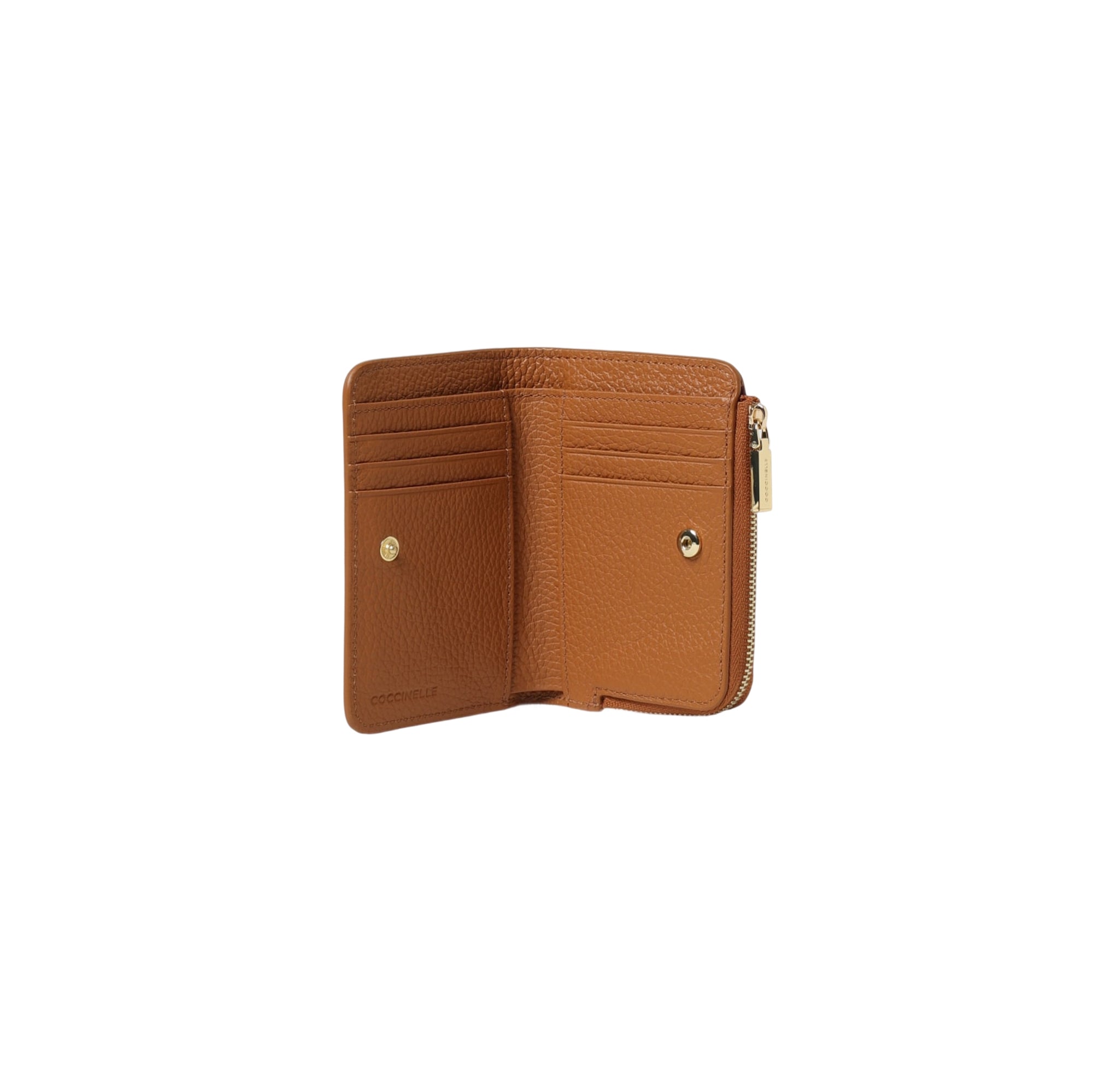 COCCINELLE Portafoglio Donna Piccolo Marrone, In Vera Pelle, Metallic Soft Small