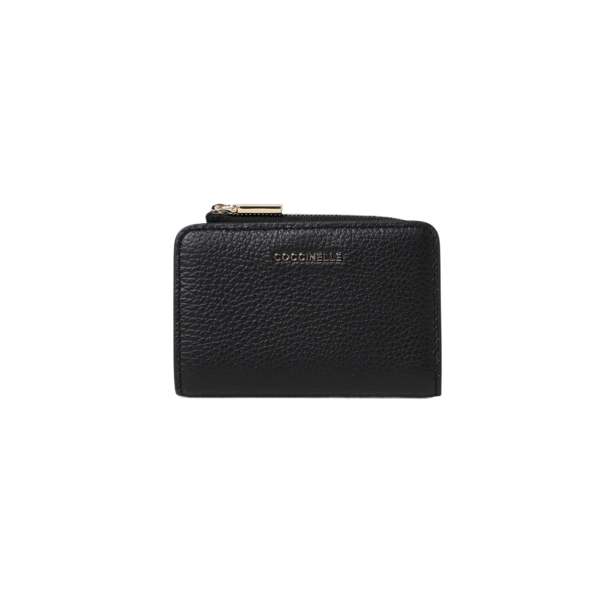 Portefeuille Femme Coccinelle Petit Noir, En Cuir Véritable, Metallic Soft Small