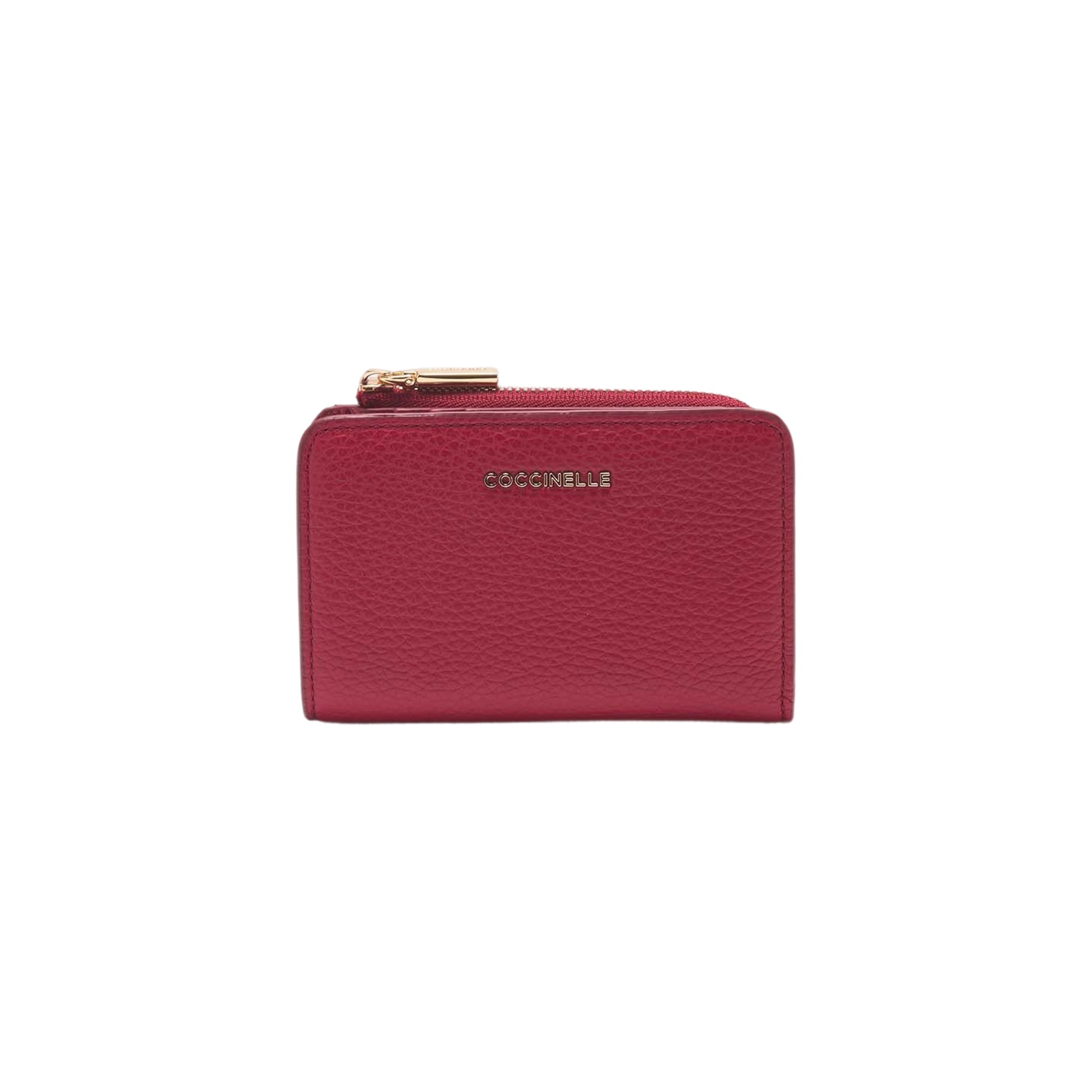 COCCINELLE Women's Small Red Wallet, In Genuine Leather, Metallic Soft Small
