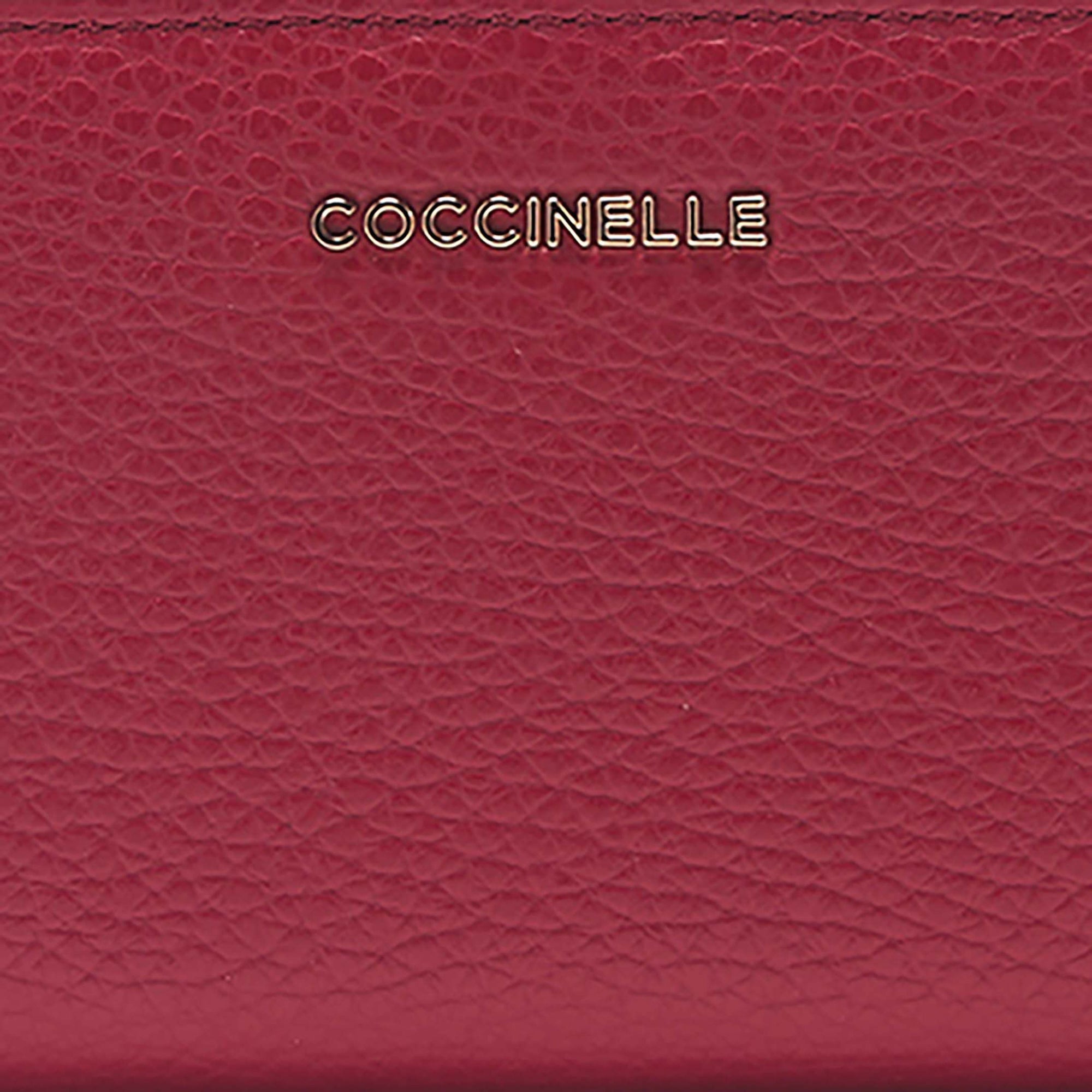 COCCINELLE Women's Small Red Wallet, In Genuine Leather, Metallic Soft Small
