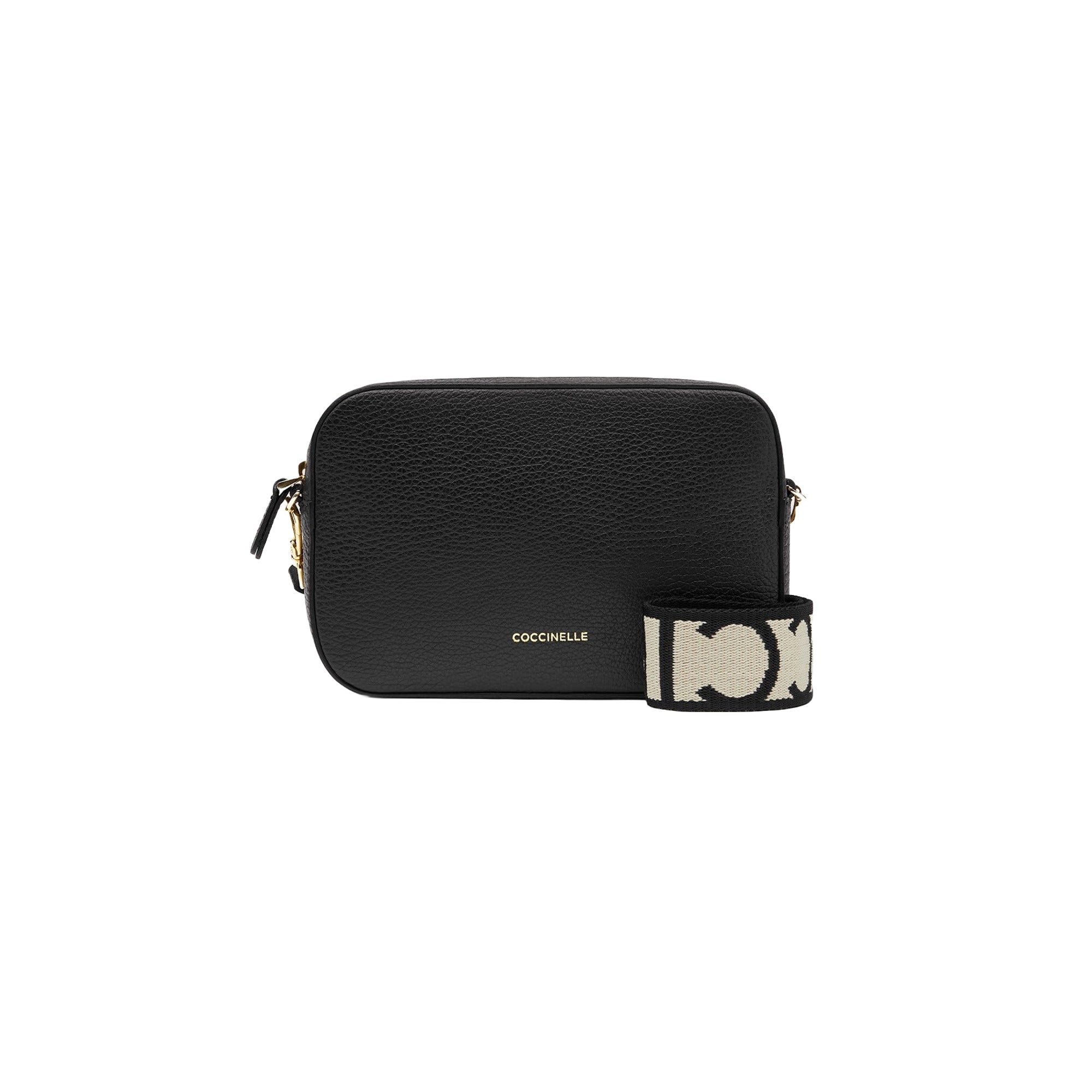 Bolso de Mujer Coccinelle Negro, Bandolera en Cuero Genuino, Tebe Mini