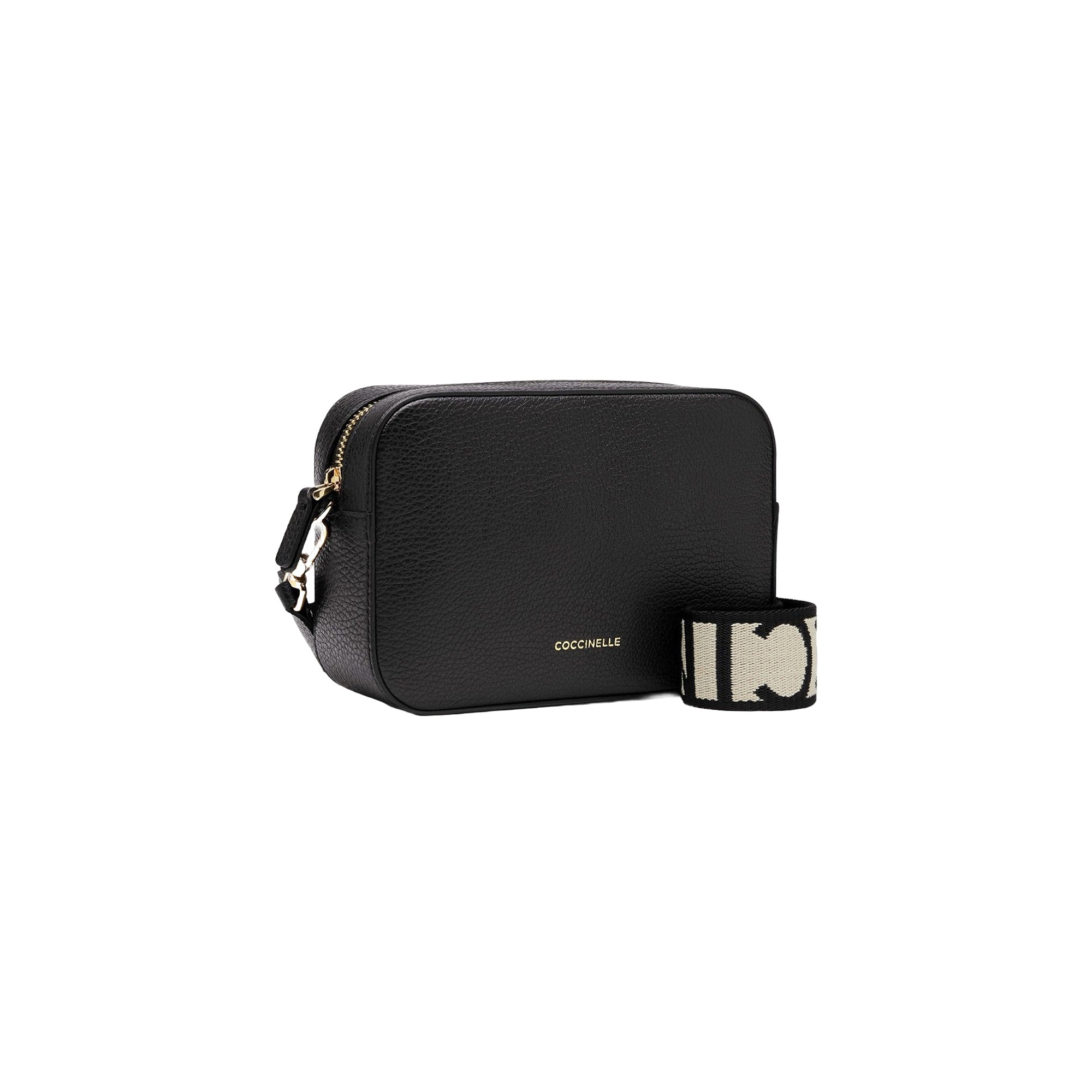 Bolso de Mujer Coccinelle Negro, Bandolera en Cuero Genuino, Tebe Mini