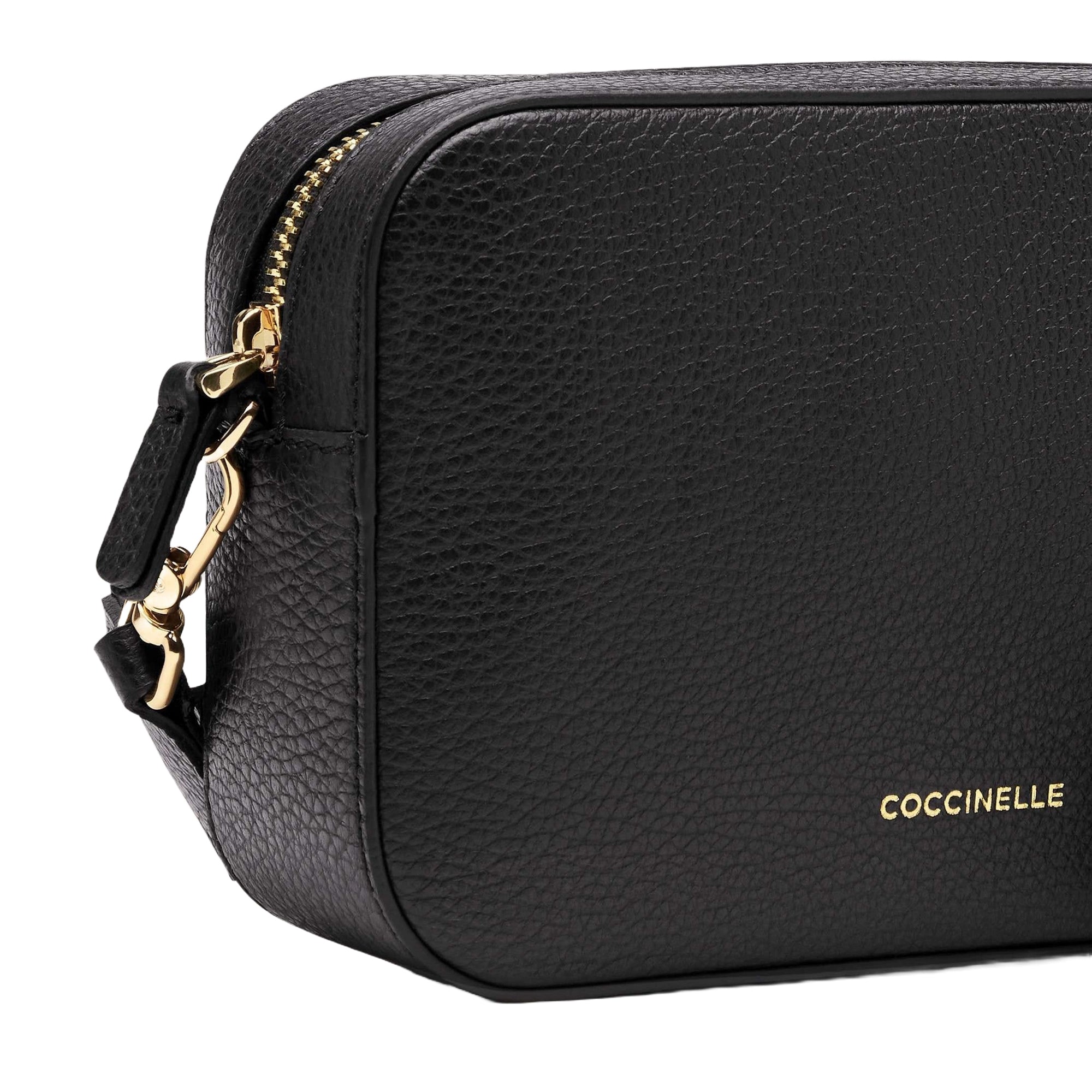 Bolso de Mujer Coccinelle Negro, Bandolera en Cuero Genuino, Tebe Mini