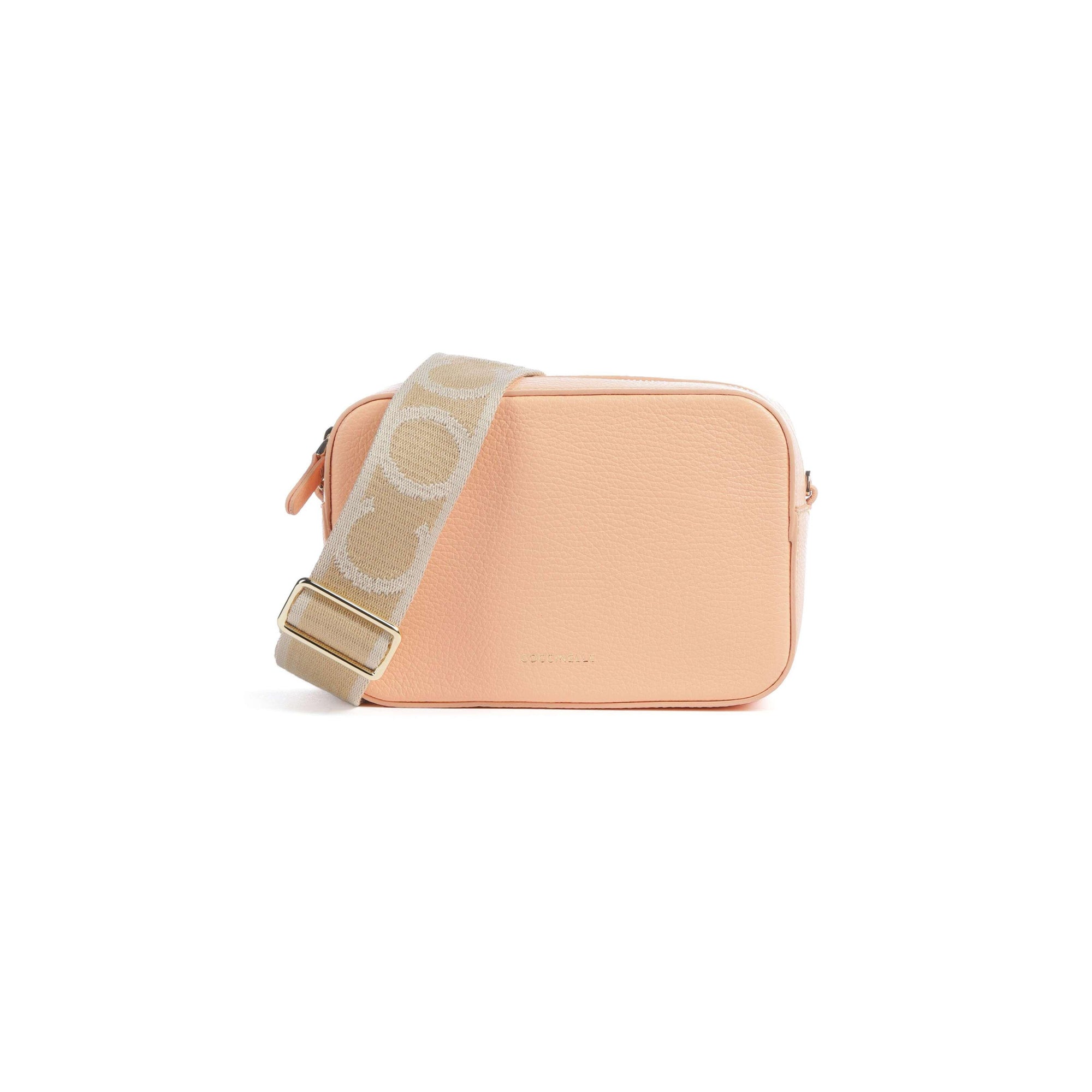 Bolso de Mujer Cruzado Coccinelle Albaricoque, En Cuero Genuino, Tebe Mini