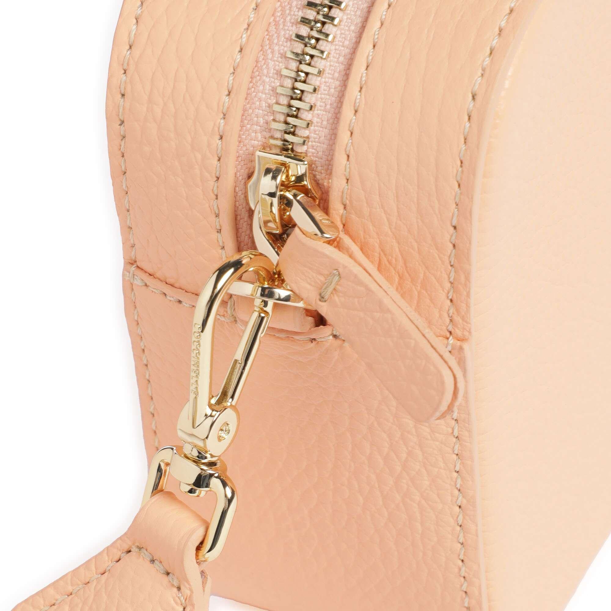 Bolso de Mujer Cruzado Coccinelle Albaricoque, En Cuero Genuino, Tebe Mini
