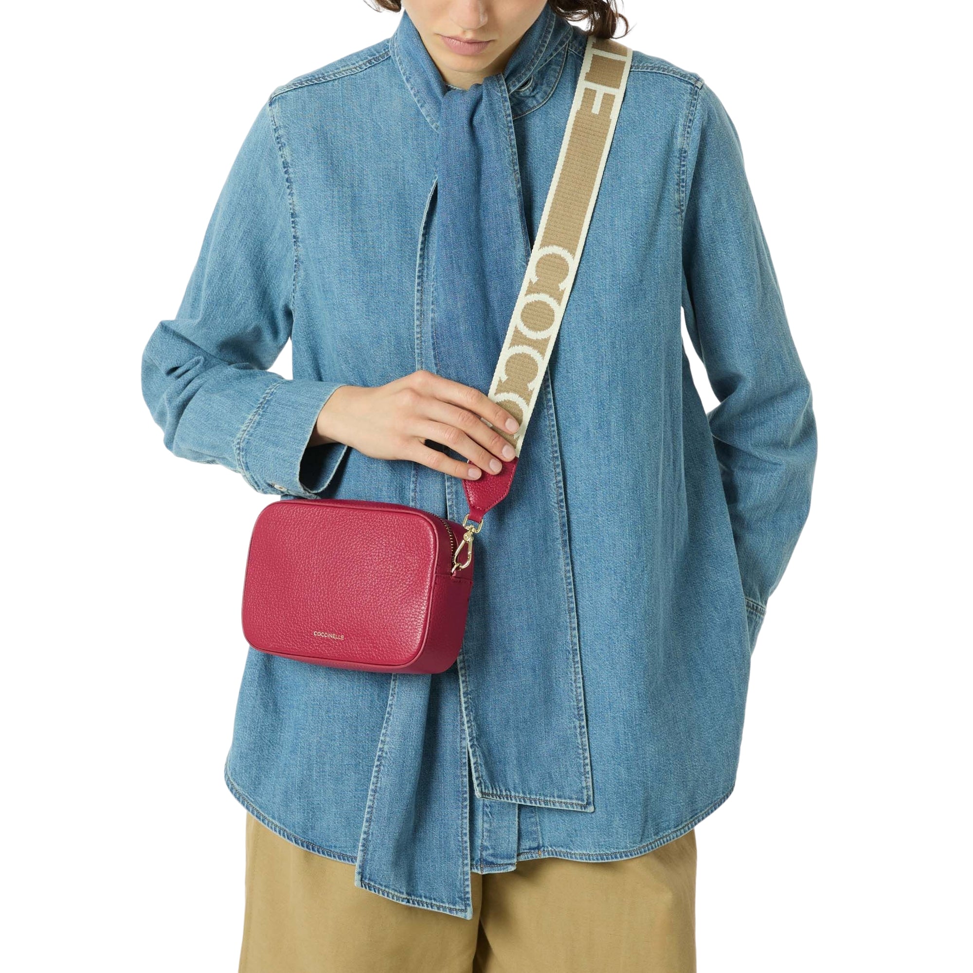 Bolso de Mujer Blanco, Bandolera de Piel Genuina, Tebe Mini