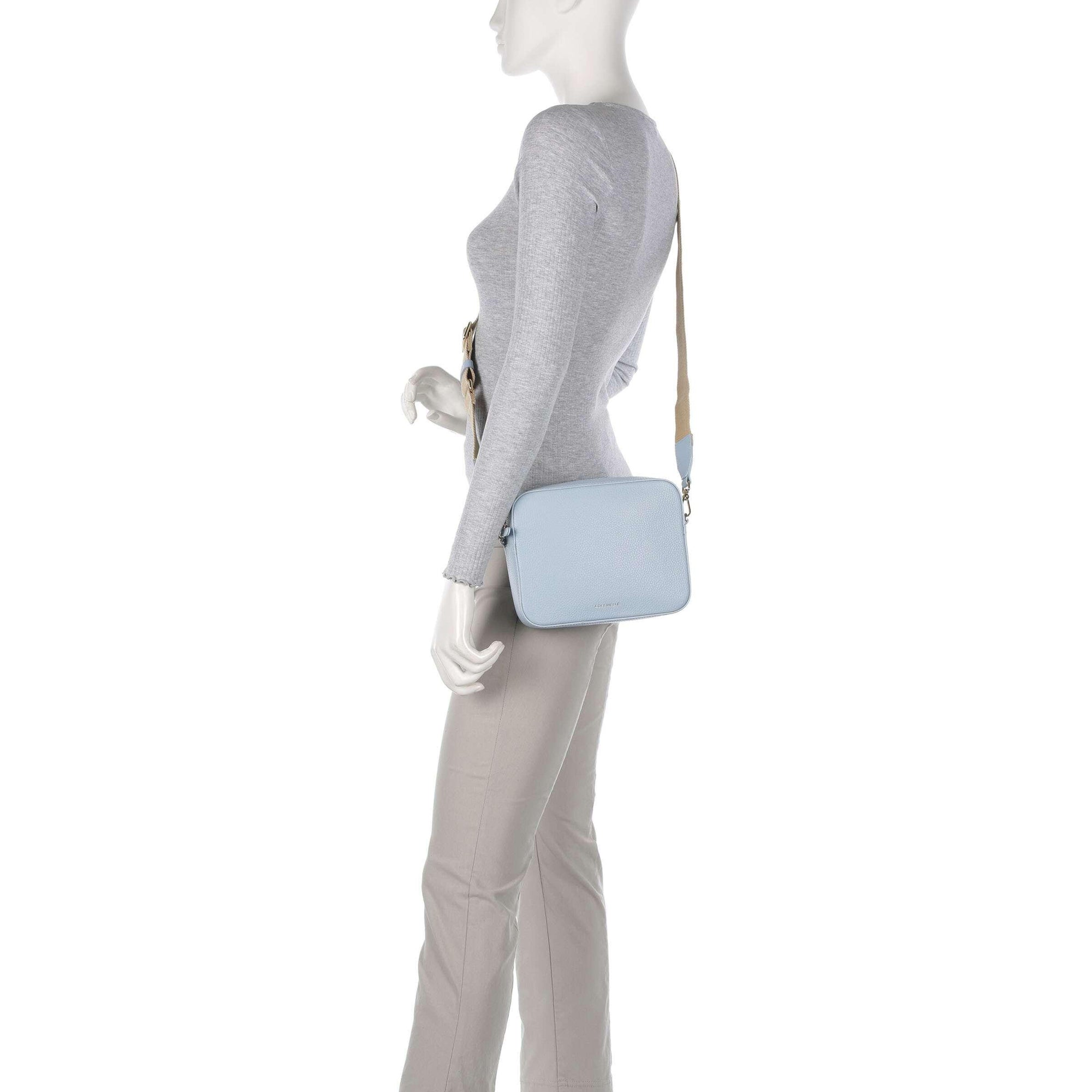 Bolso de Mujer Cruzado Azul, de Cuero Genuino, Tebe Grande