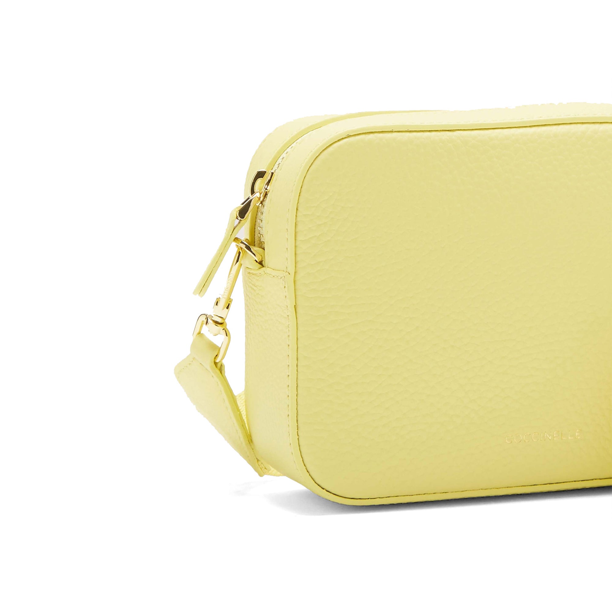Bolso de Mujer Coccinelle Amarillo con Bandolera, de Cuero Genuino, Tebe Grande