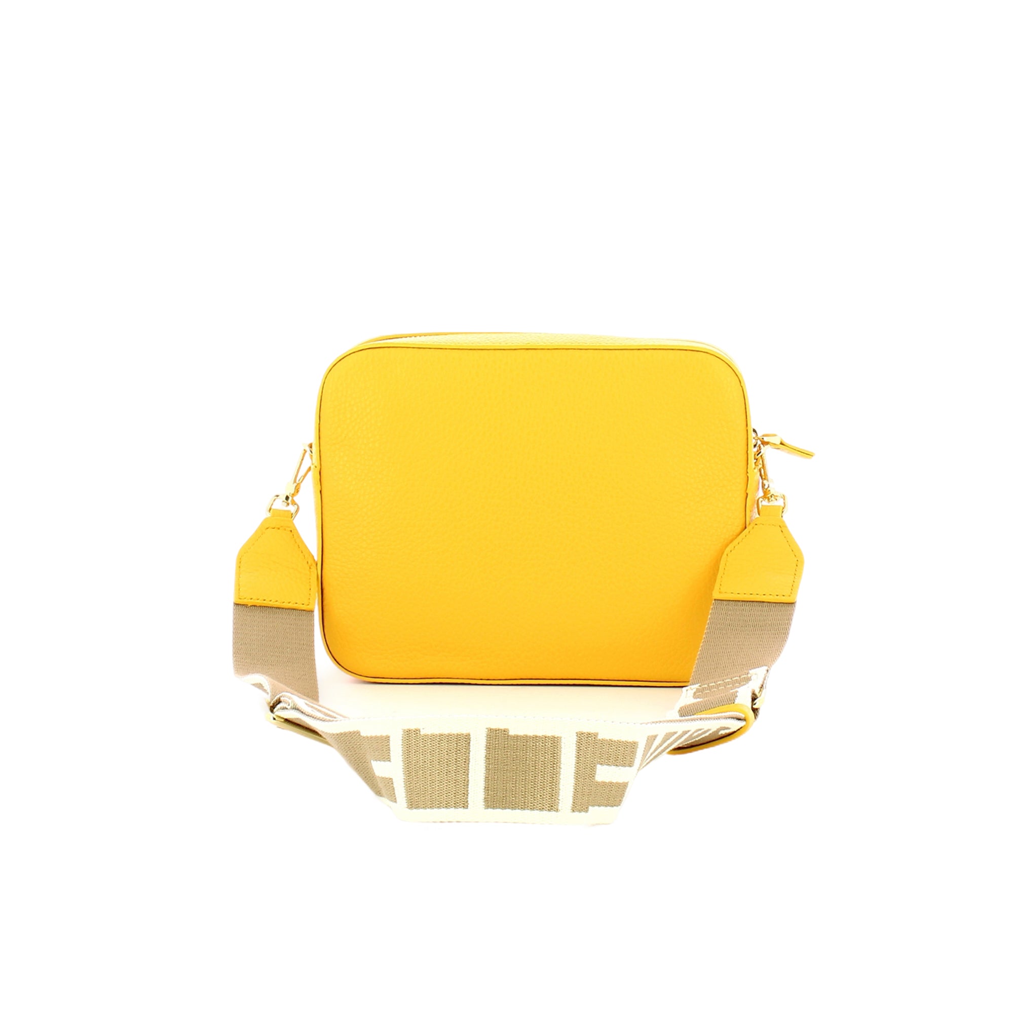 Bolso de Mujer Coccinelle Amarillo con Correa de Hombro, En Cuero Genuino, Tebe Grande