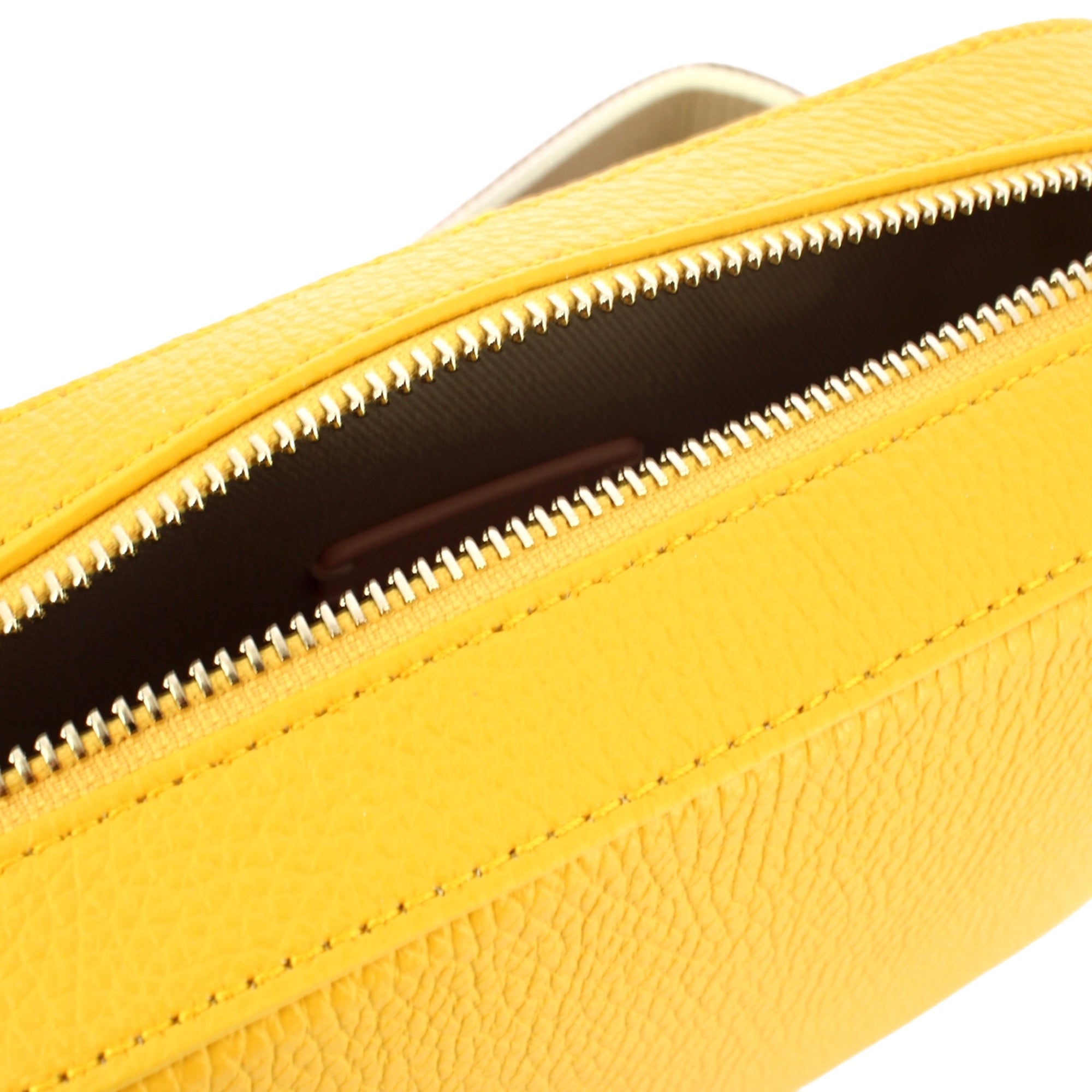 Bolso de Mujer Coccinelle Amarillo con Correa de Hombro, En Cuero Genuino, Tebe Grande