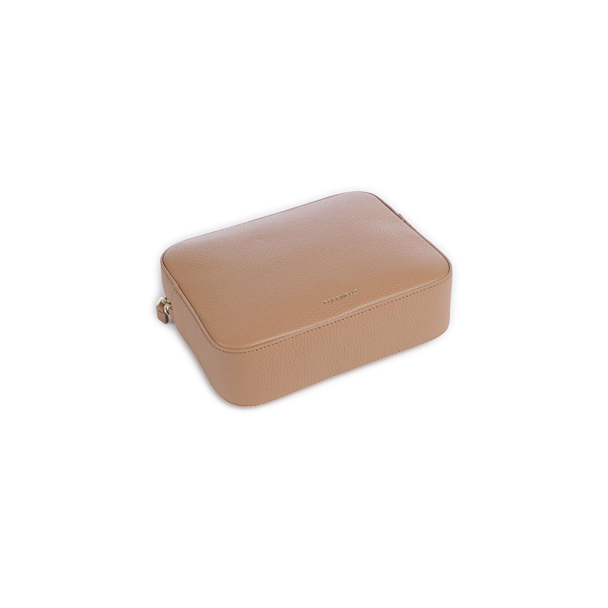 Bolso de Mujer Coccinelle Cruzado Marrón, En Cuero Genuino, Tebe Grande